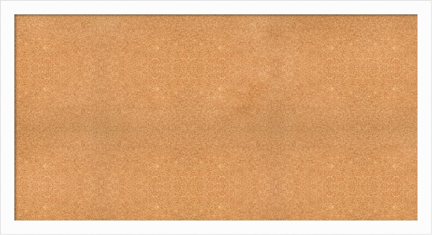 Amanti Art Natural Cork Board for Wall, 33x61 Vision Board with White Frame, Oversize Corkboard Office Decor for Home Organization, Casual Corkboard Pinboard to Display Items for Home Organization in
