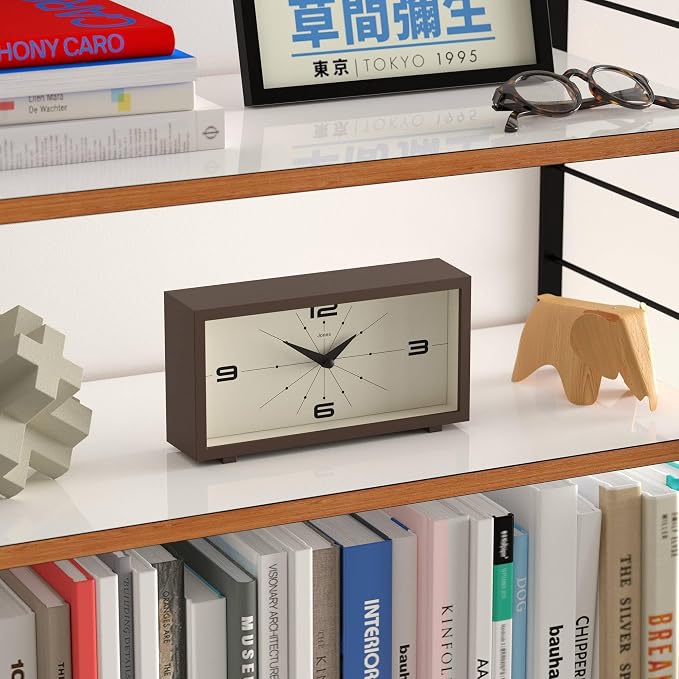 JONES CLOCKS® 'Odeon' Desk Clock | Modern Rectangular Design in Brown, Stylish - Image 5
