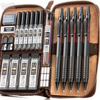 Nicpro 20PCS Black Metal Mechanical Pencil Set in Leather Case, Drafting Pencil by Nicpro