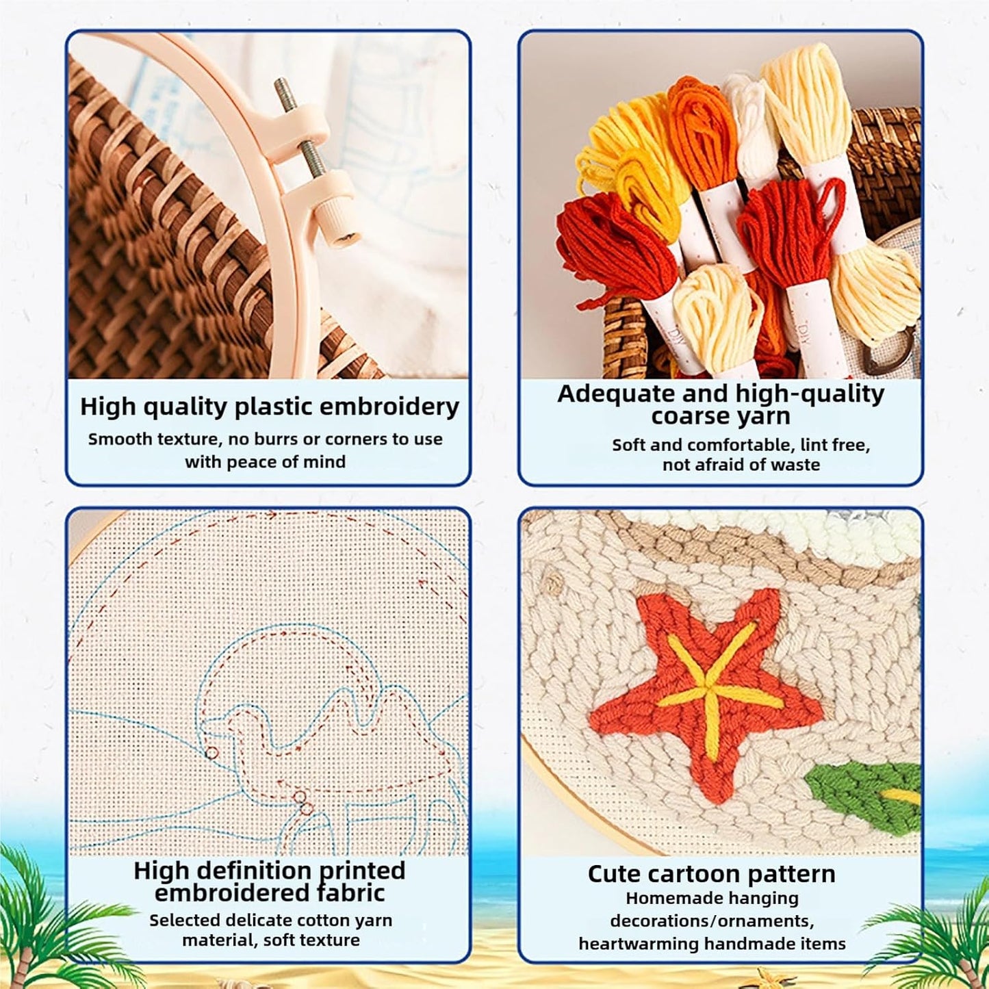 Punch Needle Kits Adults Beginner DIY Hawaiian Style 8 in Hoop Embroidery Set Starter Punch Needle Tool for Art Crafts, Ideal for All Ages, Perfect Festival Decoration & Gift (Lighthouse)