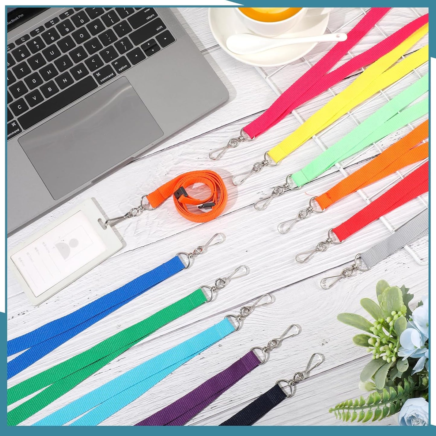 Patelai 120 Pcs Breakaway Lanyards with J Hook Bulk Flat for ID Badges Neck Badge Lanyards Card Nametag Holder Neck Straps (Mix Color)