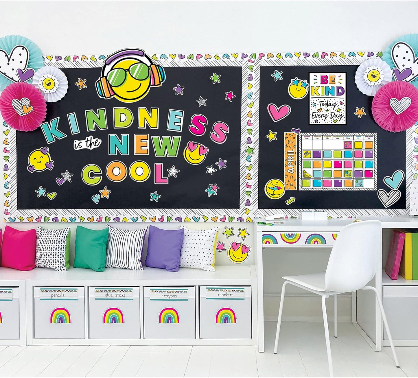 Carson Dellosa Kind Vibes 36PC Name Labels for Kids, Boho Rainbow Tags for Labeling Classroom, School Supplies, Chalkboard, Desk Organizer and Locker Organization Teacher Decor