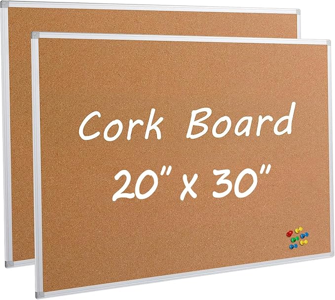 2-Pack Cork Board Bulletin Board 20 x 30 Inches, Office Board by Justdowhatyouwanttodo