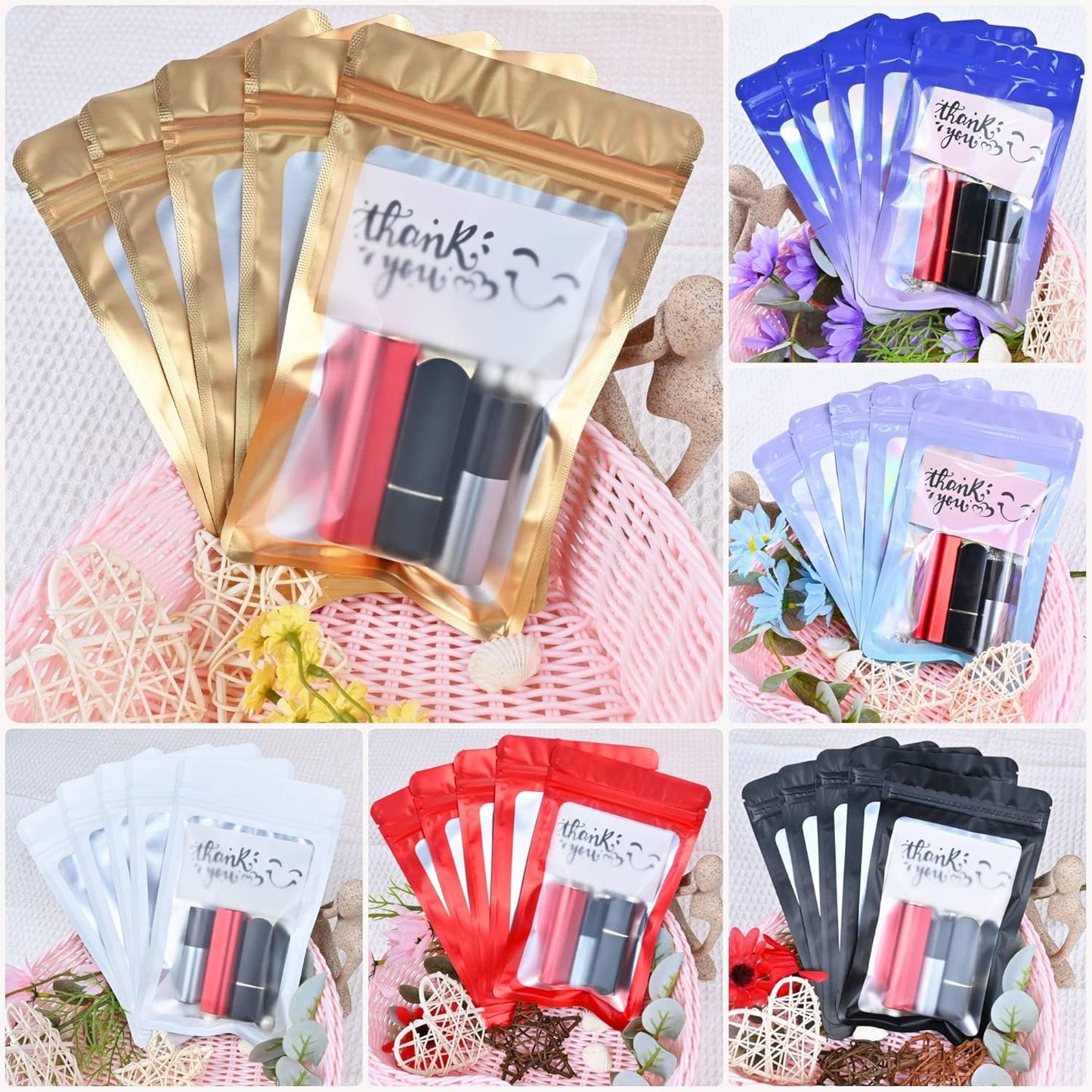 Resealable Mylar Pouch Bag Great for Office Home Party Favor Food Storage (100PCS, Holographic Color, 2.4 x 4 inch)