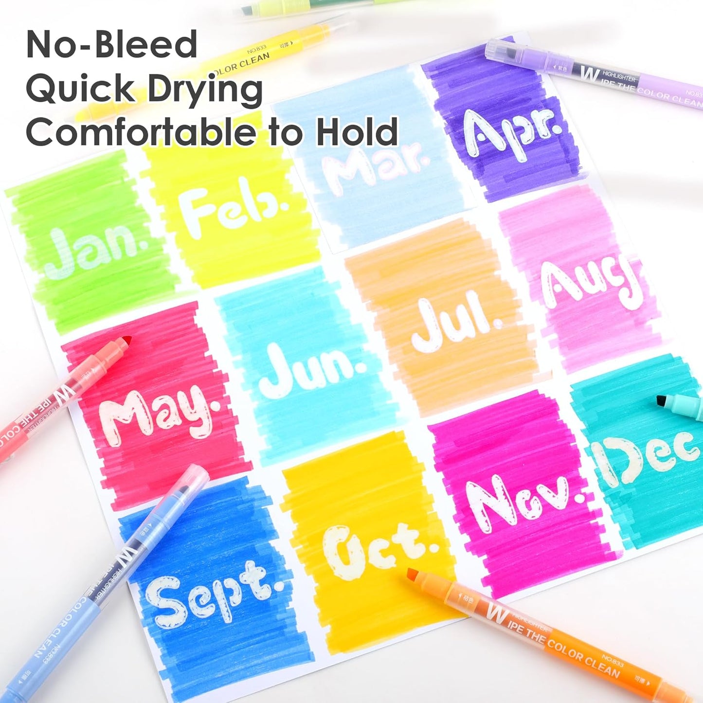 Erasable Highlighters Assorted Colors,10Pcs Chisel Tip Fluorescent And Pastel Erasable Markers,No Bleed Cute Highlighters for Bible,Smooth Writing Erasable pens