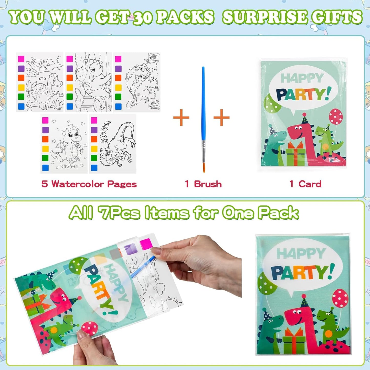 Rotu Water Coloring Books for Kids Party Favors for Kids 4-8, 30 Pack Birthday Gifts Classroom Prizes Goodie Bags Stuffers Bulk Art Craft Supplies, 210Pcs