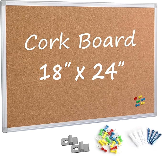 Cork Board Bulletin Board 24 x 18 Inches, Office Board by Justdowhatyouwanttodo