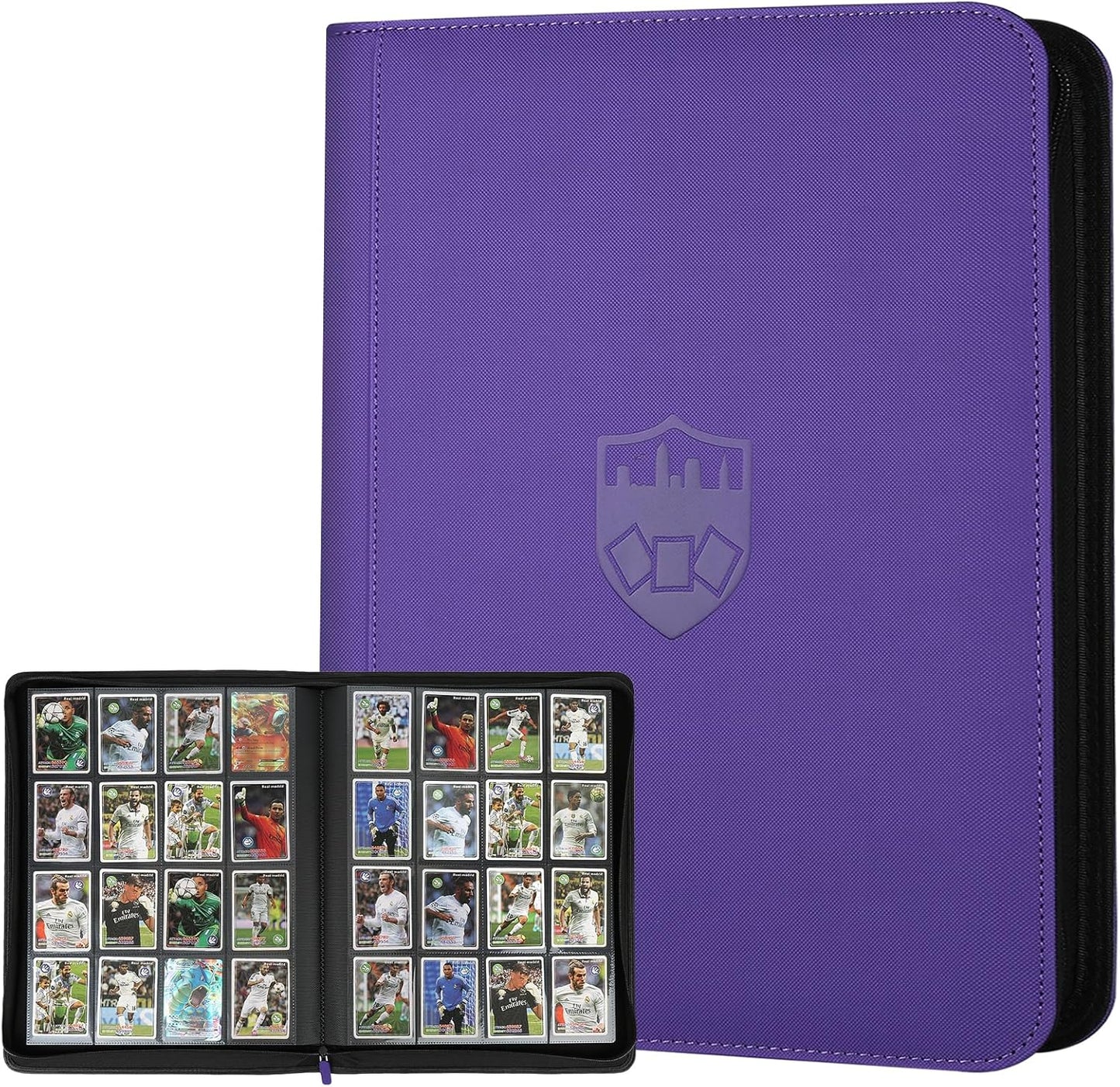 Trading Card Binder 16 Pocket, GERMUN PU Cover Card Binder for 1000+ Cards, Premium Trading Card Holder Folders, Double Sided Pocket Card Album for MTG, TCG (Purple)