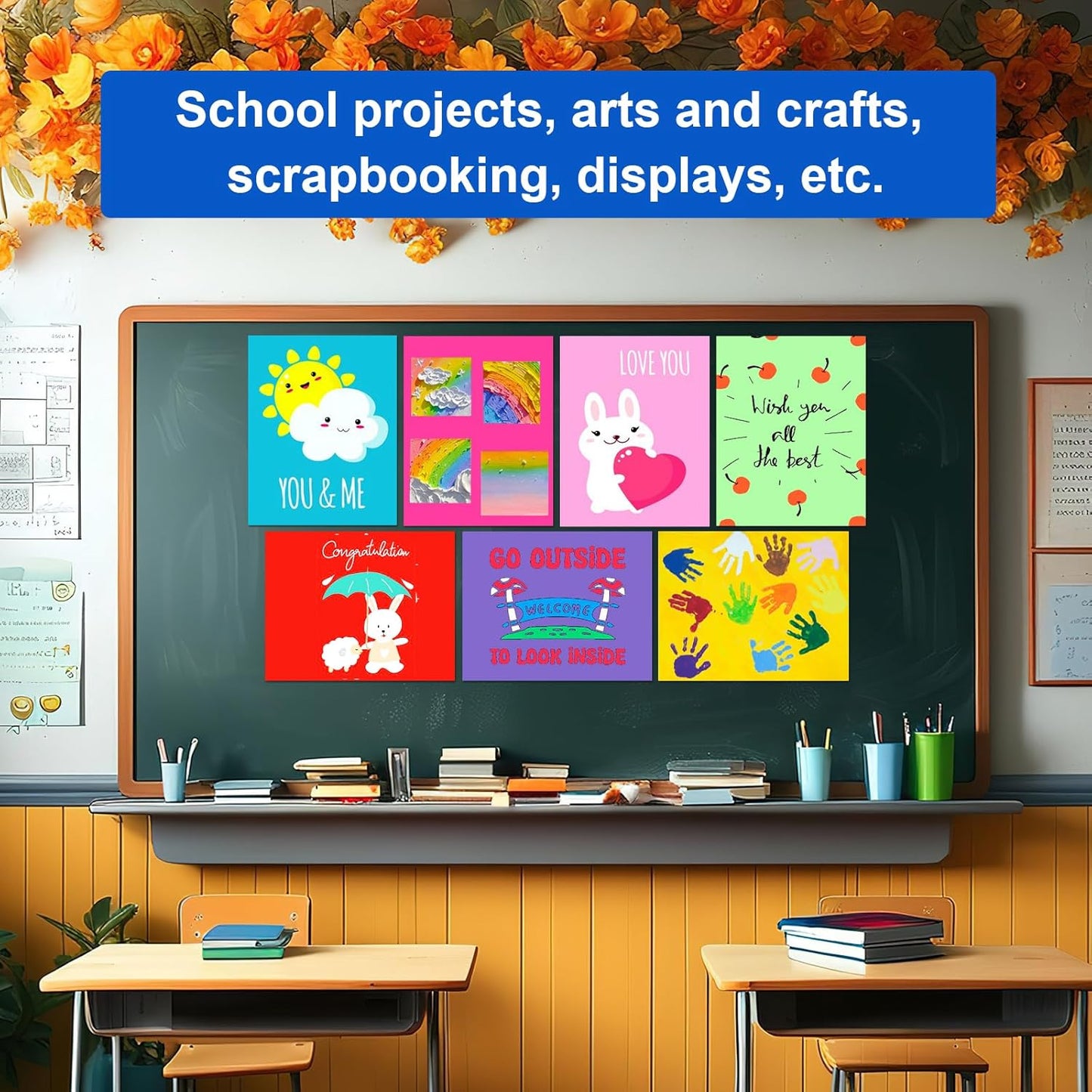 50 Pcs 11" x 14" Colored Poster Board Paper ROOKEA Colorful Poster Board Bulk 230 Gsm Thick Vision Boards Blank Smart PosterBoard for School Arts Craft Projects Drawing Scrapbooking Graphic