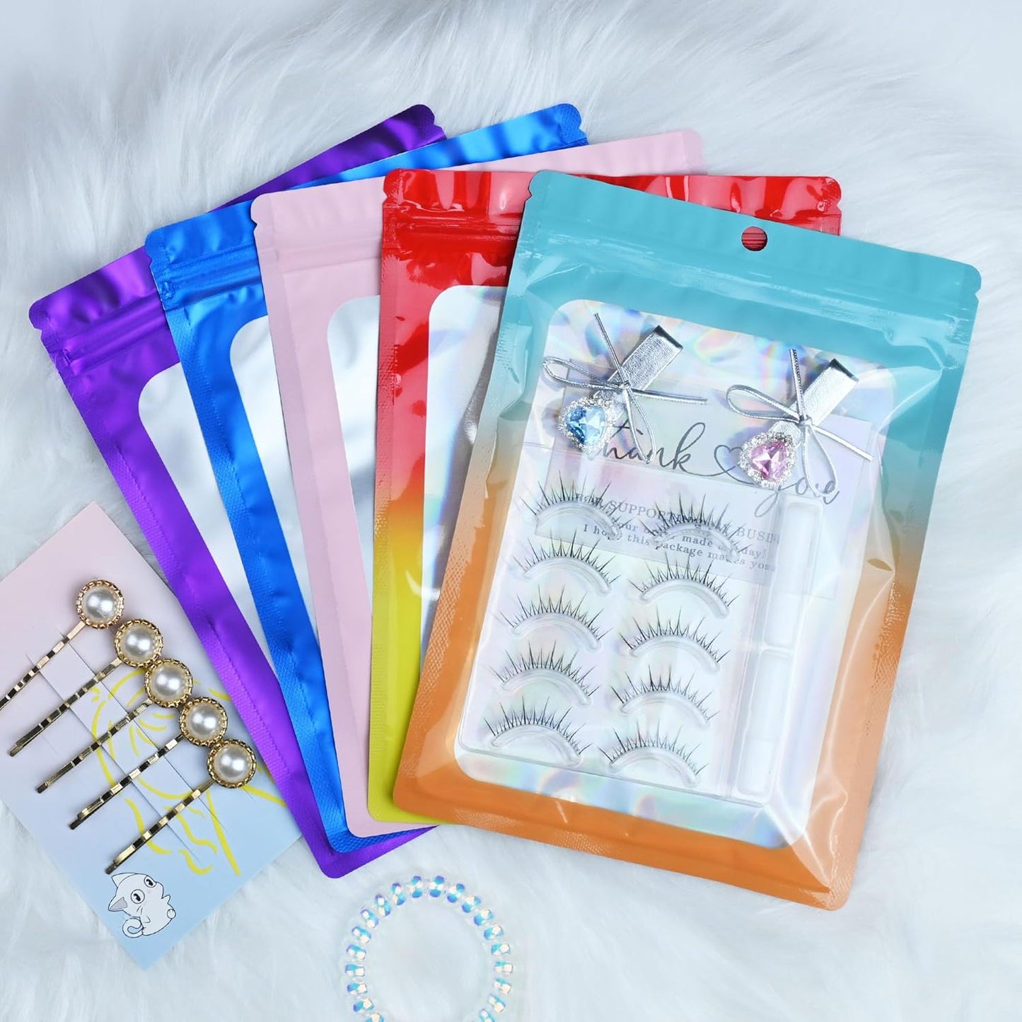 Resealable Mylar Pouch Bag Great for Office Home Party Favor Food Storage (100PCS, Blue Color, 4.7 x 8 inch)