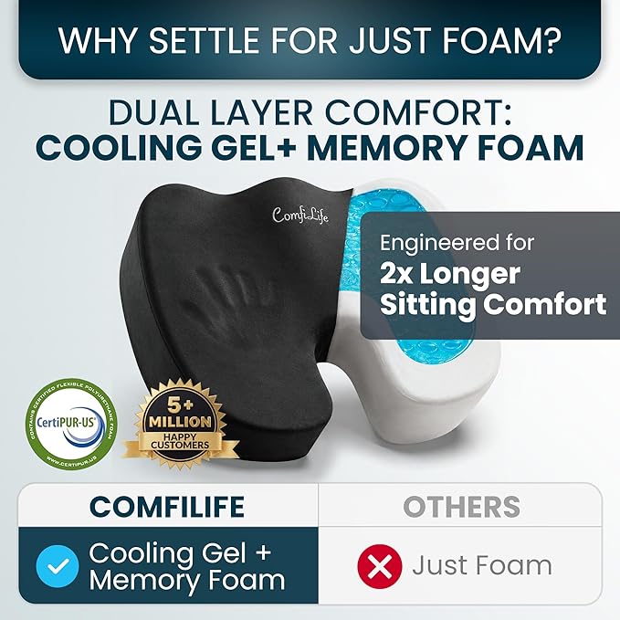ComfiLife Extra Large Gel & Memory Foam Seat Cushion - Image 4