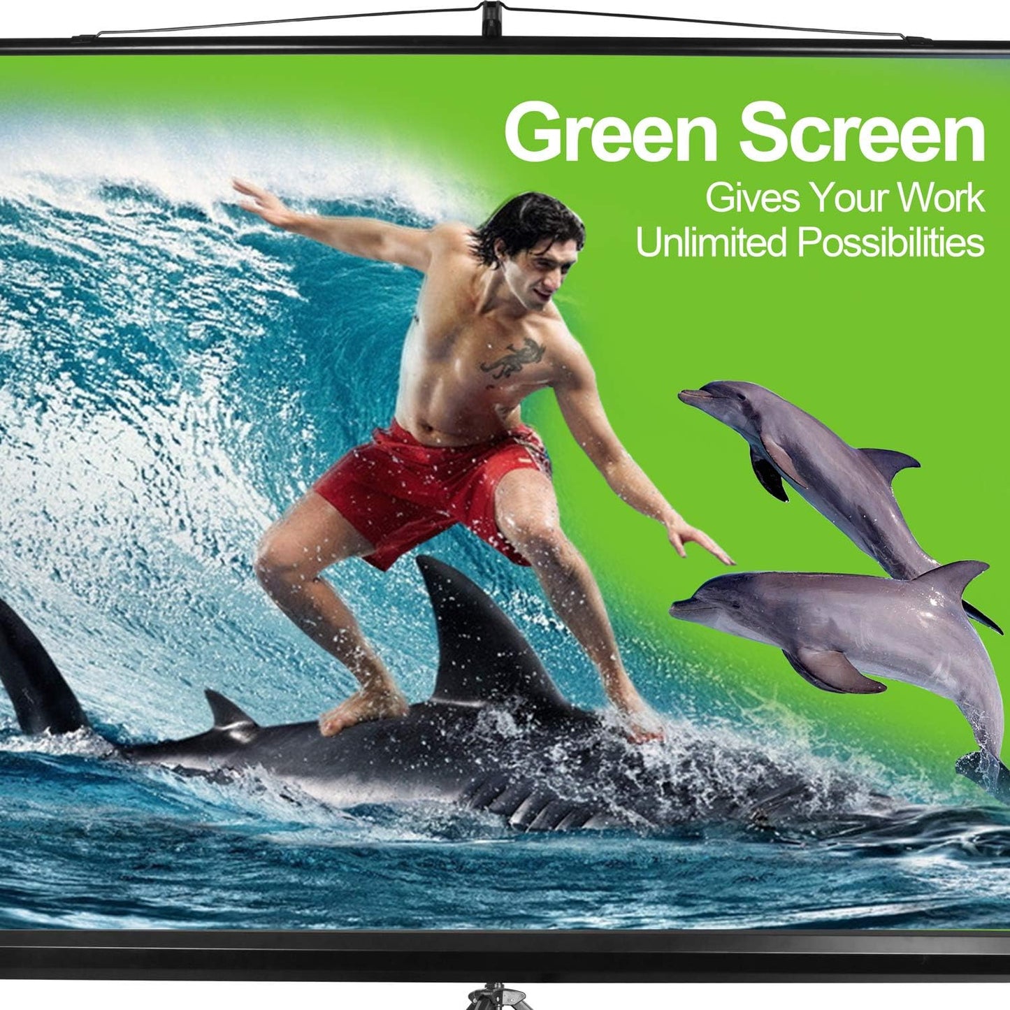 EMART 107" Green Screen Stand, Professional Chromakey Background with Auto-Locking Frame, Collapsible Portable Backdrop with Adjustable Tripod, Fast Fold Designed for Game, Stream, Video