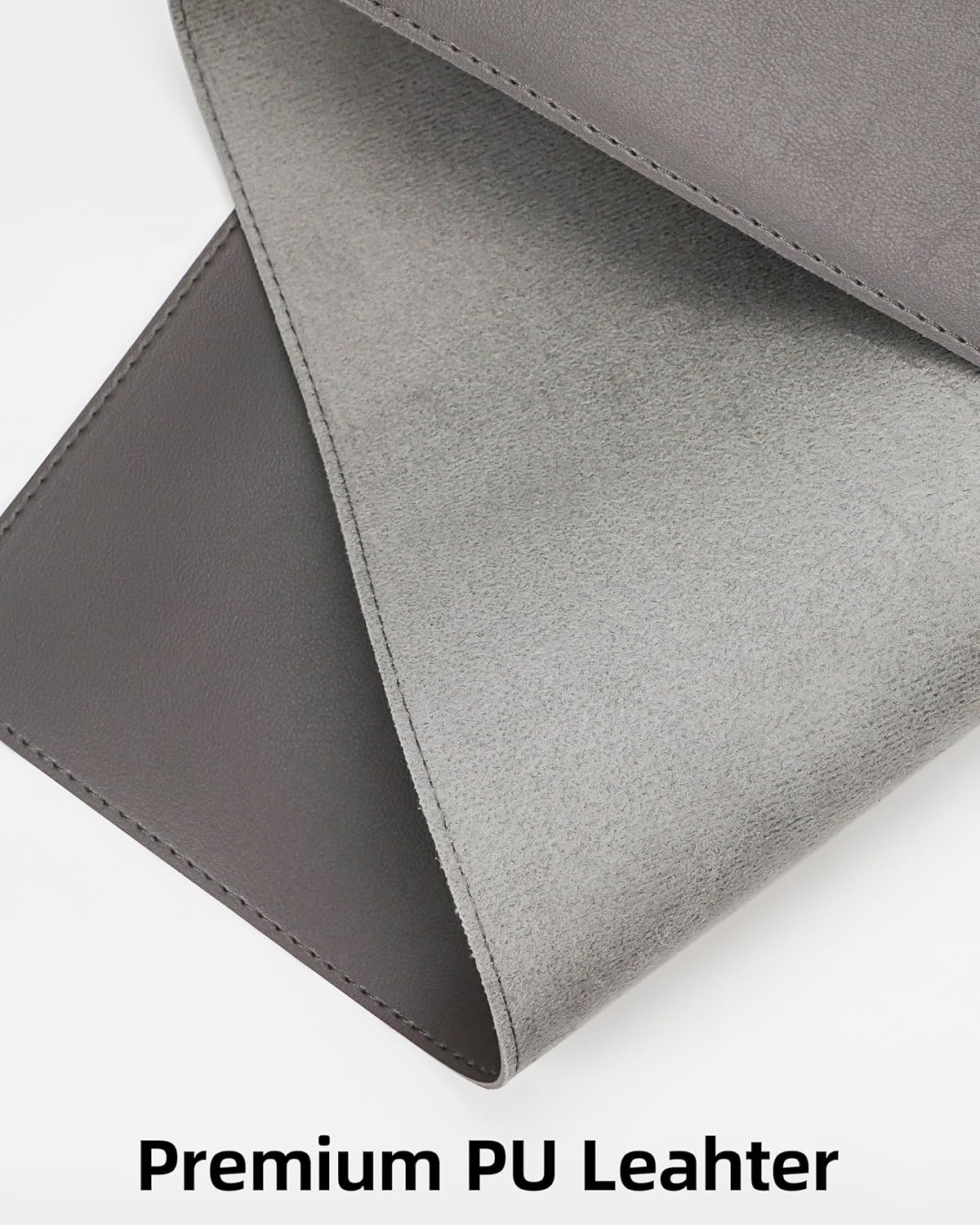 Desk Pad Mat 23.6"x13.7" - Waterproof Mouse Pad & Desk Protector, Non-Slip PU Leather for Gaming Keyboard/Mouse, Stitched Edge XL Office Desk Pad with Ergonomic Support(Dark Grey)