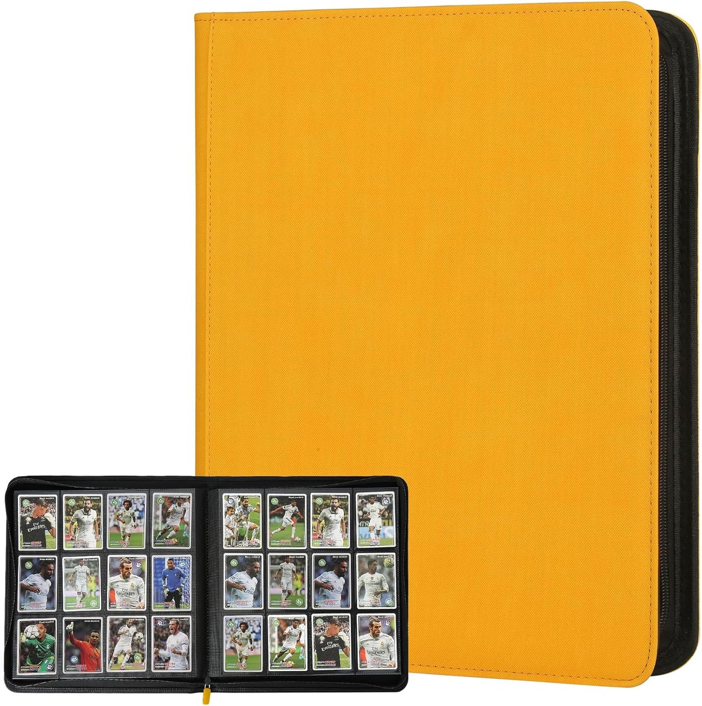 Trading Card Binder 12 Pocket, GERMUN PU Cover Card Binder for 720 Cards, Premium Trading Card Holder Folders, Double Sided Pocket Card Album for MTG, TCG (Yellow)