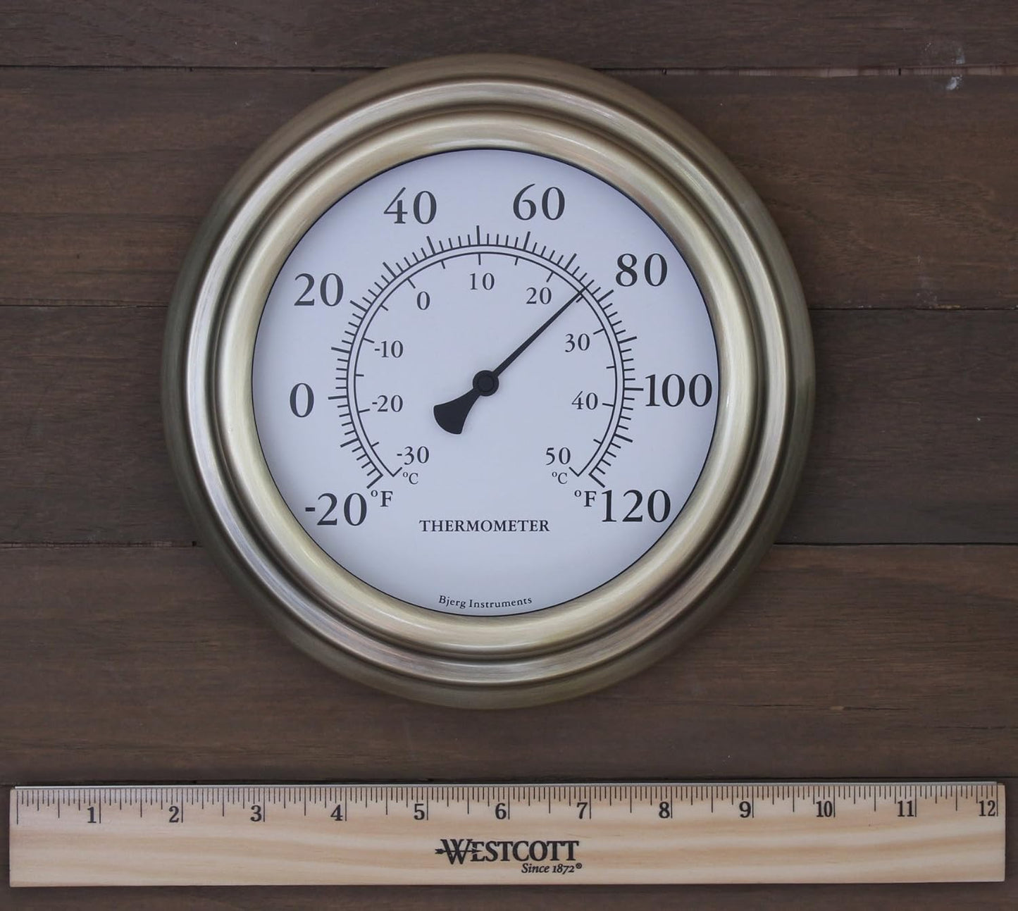 8" Antique Brass Finish Decorative Indoor/Outdoor Thermometer