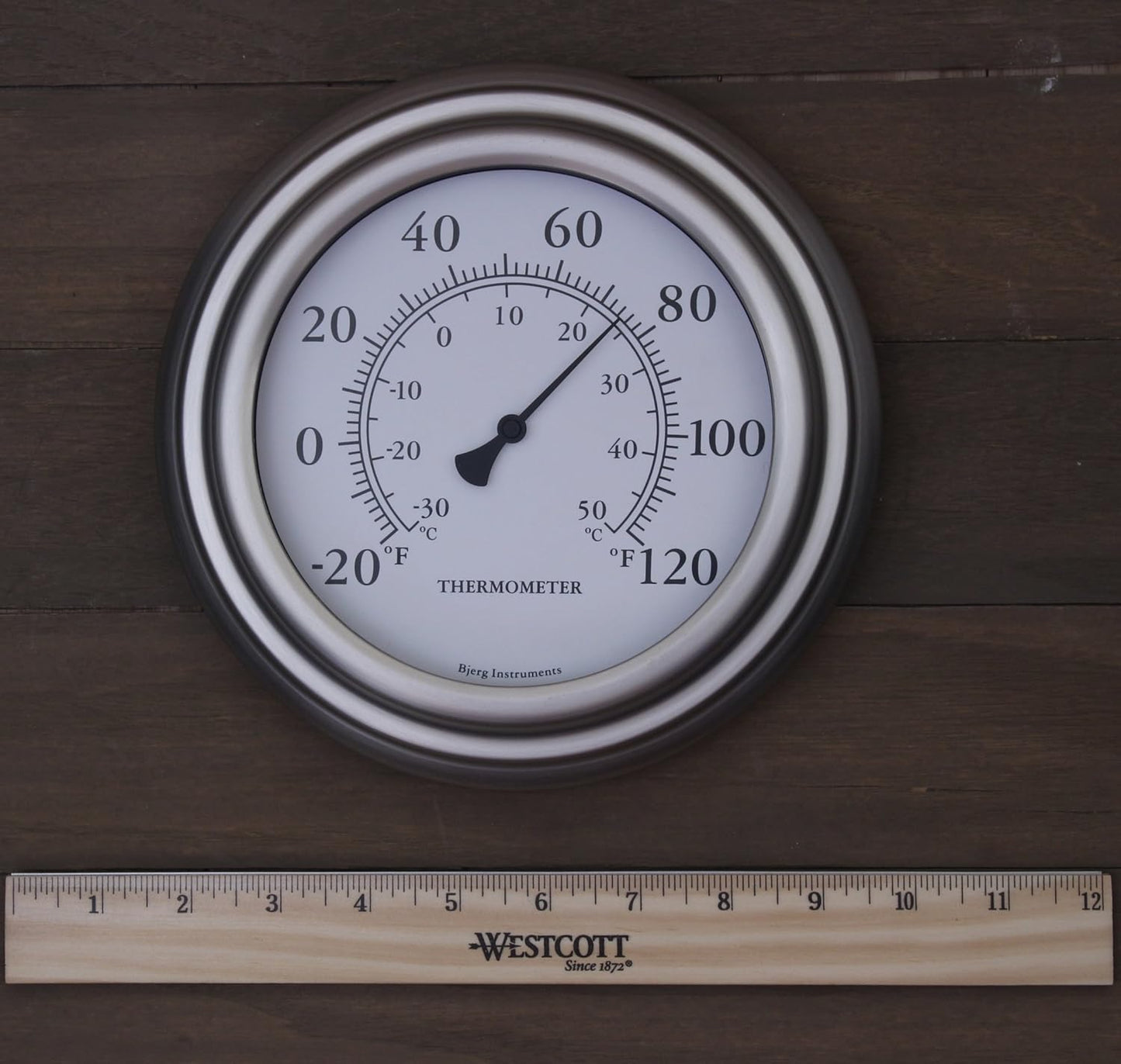 8" Satin Nickel Finish Decorative Indoor/Outdoor Thermometer