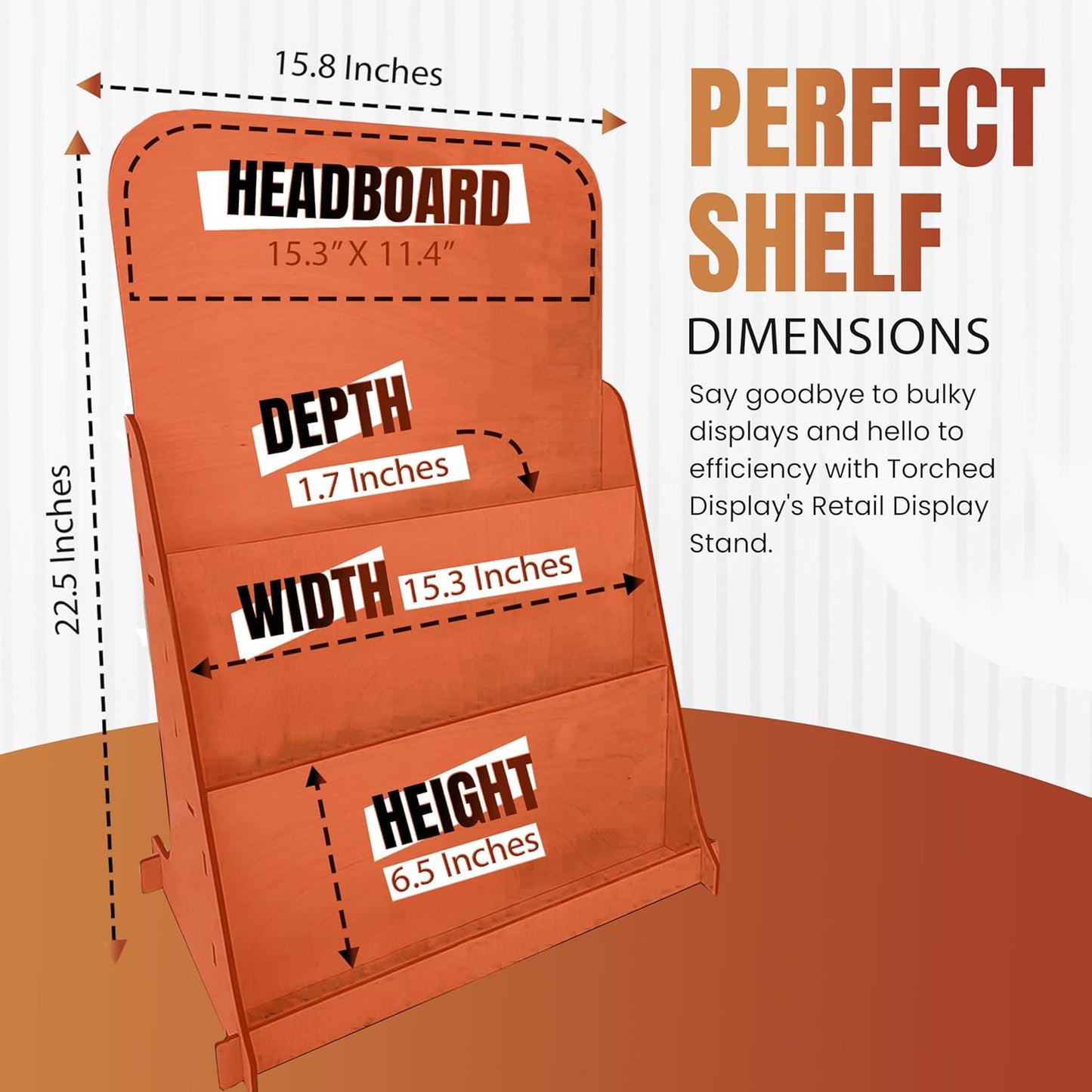 TORCHED DISPLAYS Greeting Card Organizer Display Stand – 3-Tiered Picture Stands for Display – Multipurpose Wooden Stand Ideal for Greeting Cards, Photos, Birthday Cards, Baseball Card Stand - Orange