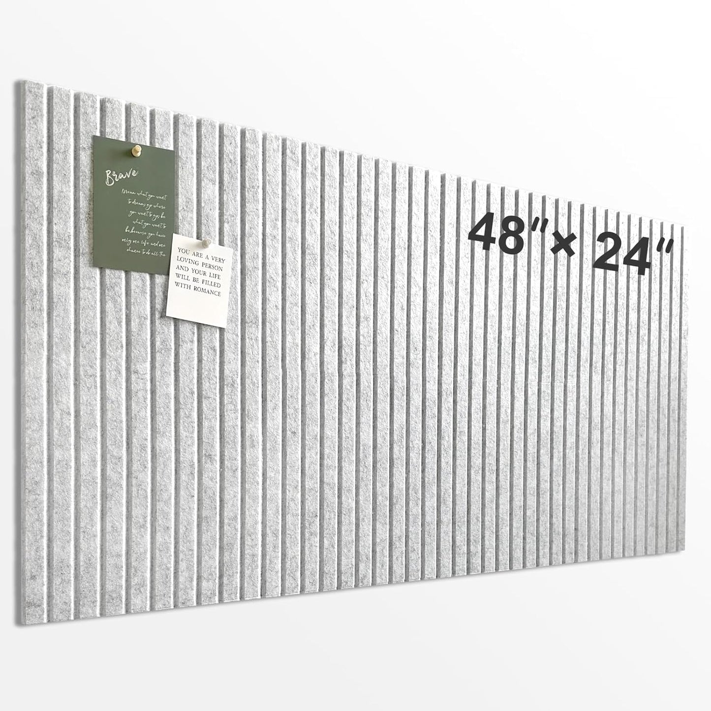 Large Cork Board for Office, 8 Pack Felt Wall Tiles with Slat Wall Paneling, Felt Bulletin Board Pin Board Cork Boards for Walls - Silver Gray