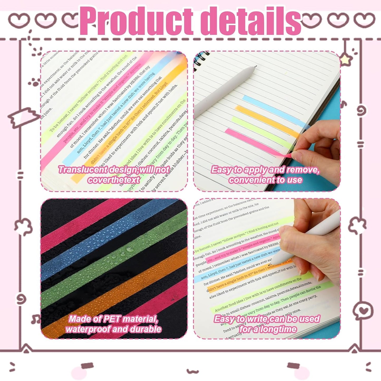 10 Rolls Highlight Tape,Highlighter Tape Removable,0.24 in x 16 ft,Sticky Highlighter Strips,Study Supplies or Book Annotation Supplies for Students,Teachers,Reading,Home,Office