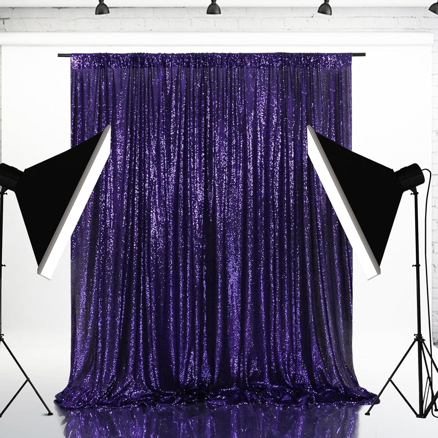 Eternal Beauty Purple Sequin Backdrop, 7x7 Ft Halloween Glitter Background Curtains for Shimmer Photography Party Wedding Birthday Back Drop Decor