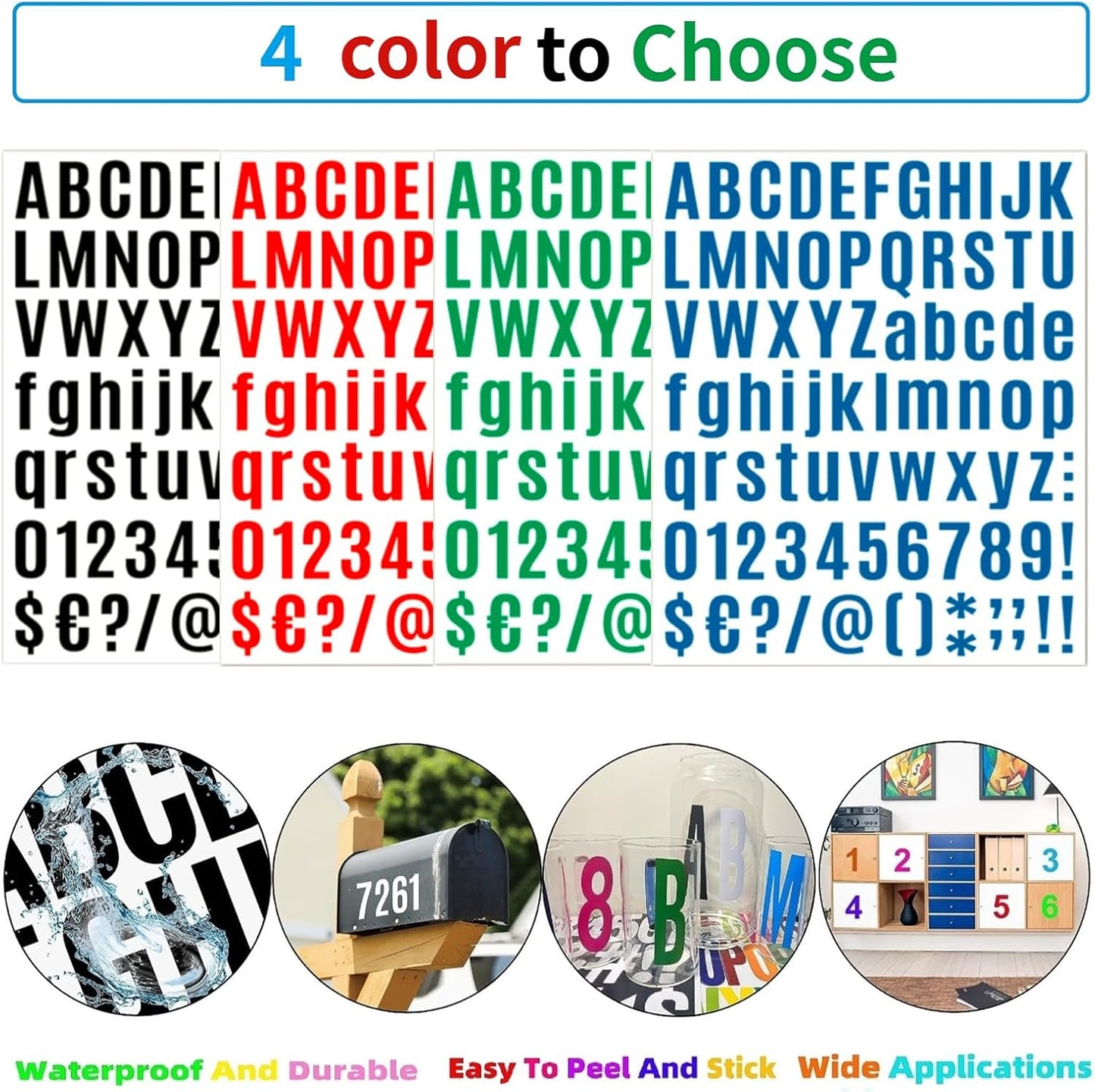 10 Sheets Letter & Number Stickers, Alphabet & Mailbox Numbers - 1 inch Vinyl Self-Adhesive, Cup Labels & Party Decoration (Blue)
