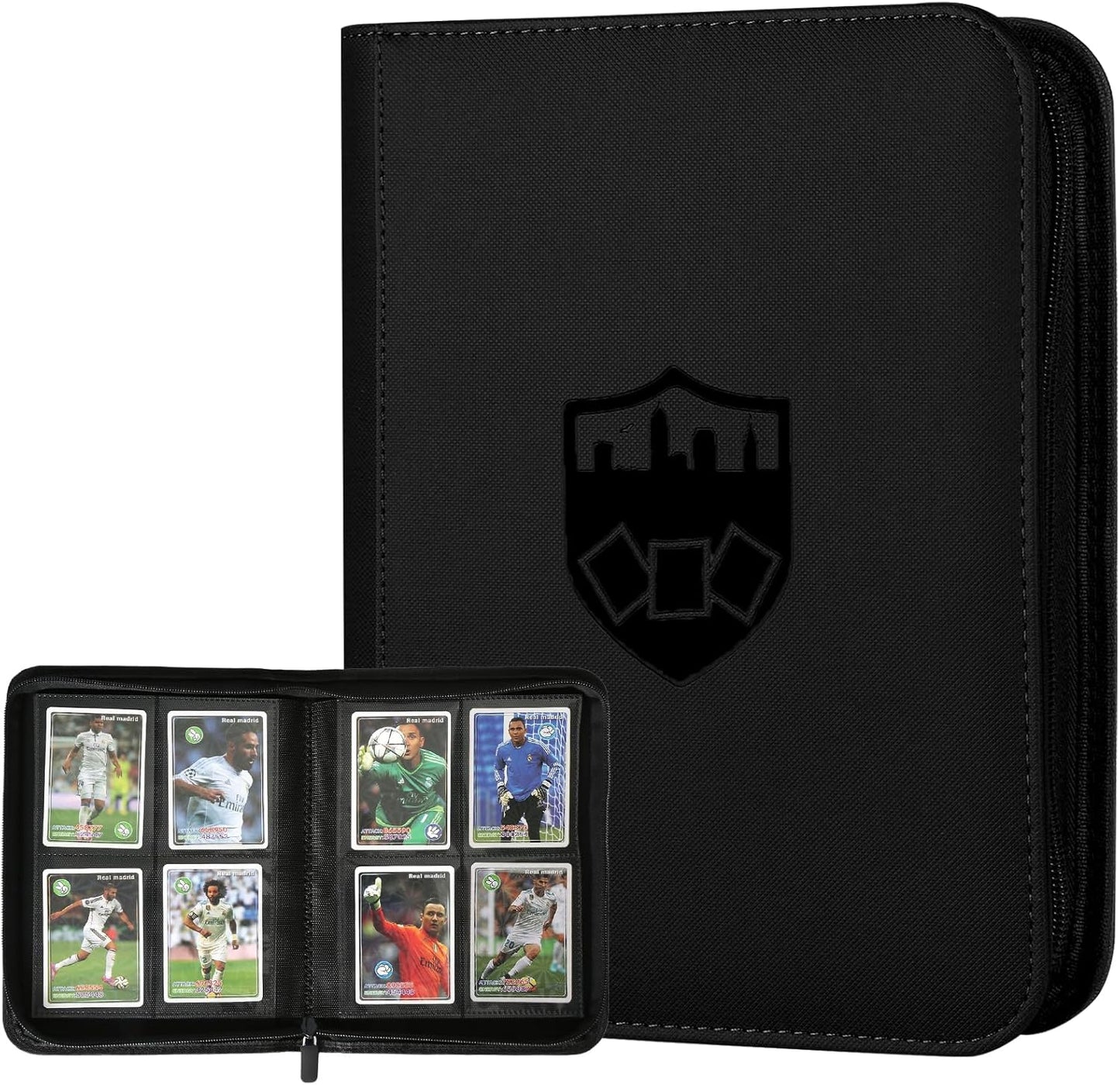 Trading Card Binder 4 Pocket, GERMUN PU Cover Card Binder for 160 Cards, Premium Trading Card Holder Folders, Double Sided Pocket Card Album for MTG, TCG (Black)