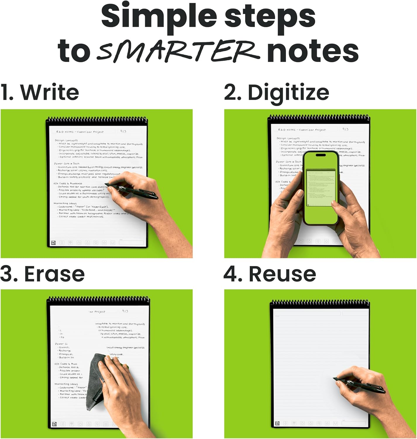 Rocketbook Flip Reusable Smart Notepad, Top Bound Notebook Letter Size 8.5x11, Navy Blue - Lined and Dotted Pages, App-Connected, Erasable, Ideal for Righties and Lefties