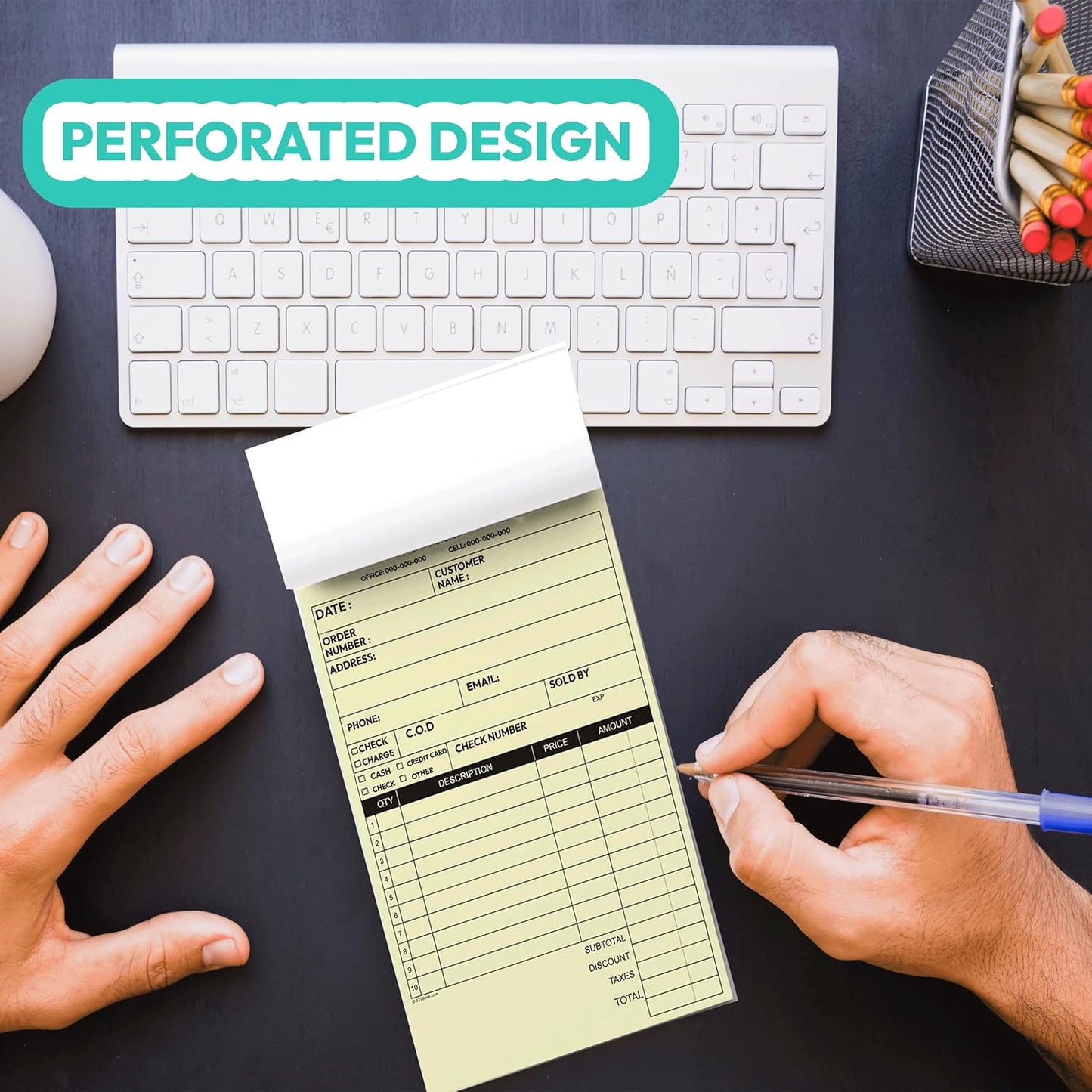 Custom 8.5" X 11" Invoice Receipt Book, Carbonless NCR Invoice Book in 3-Part Duplicate Receipts, Estimates, Purchase Orders, Sales Orders, Price Forms with Your Company/Business Name