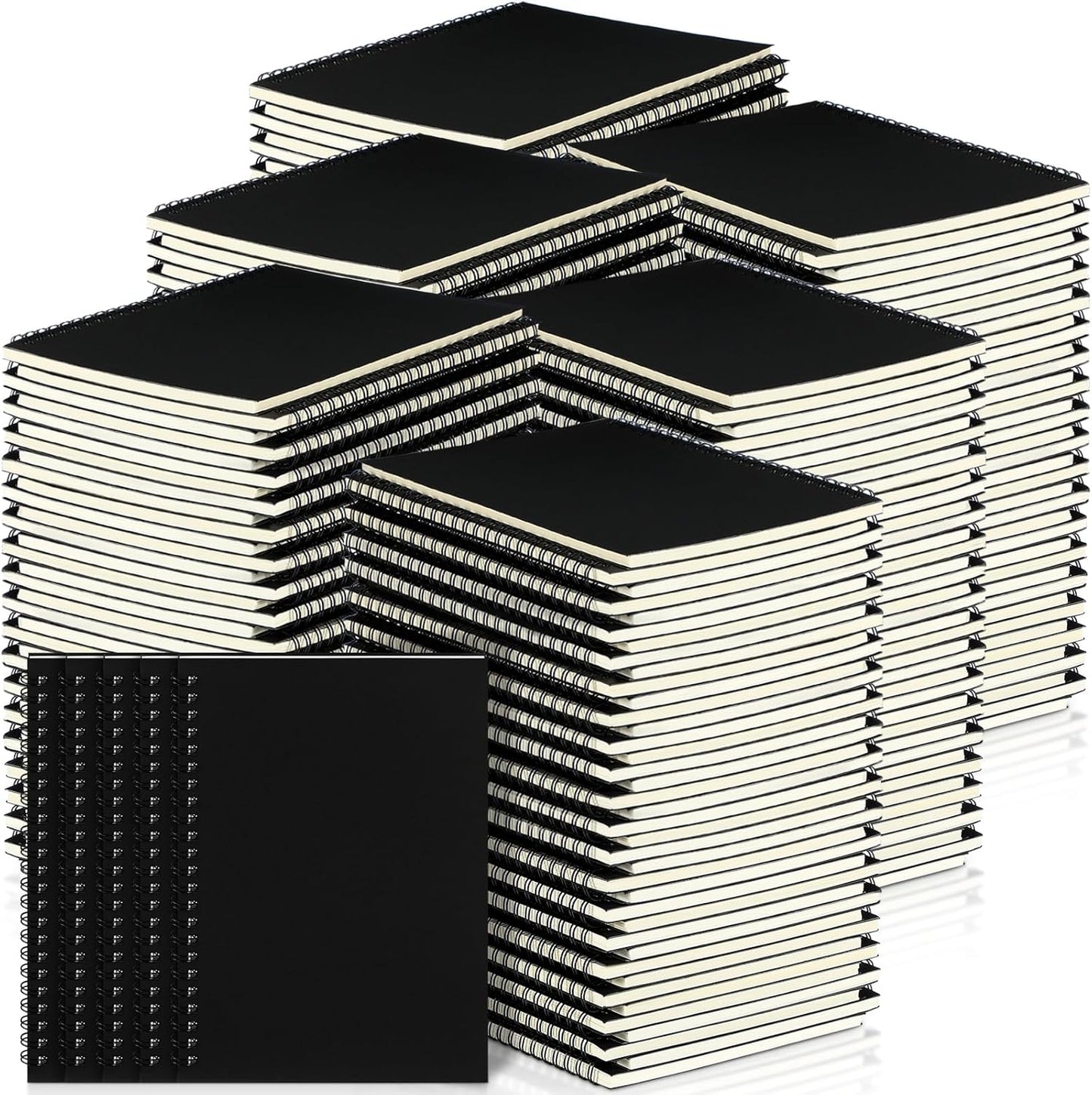 Yahenda Spiral Notebook Bulk A5 Journal Lined 8.3'' x 5.5'' Writing Composition Paper Small Notepad Subject Notebook for Students Office Business Back to School Supplies(Black,200 Pcs)