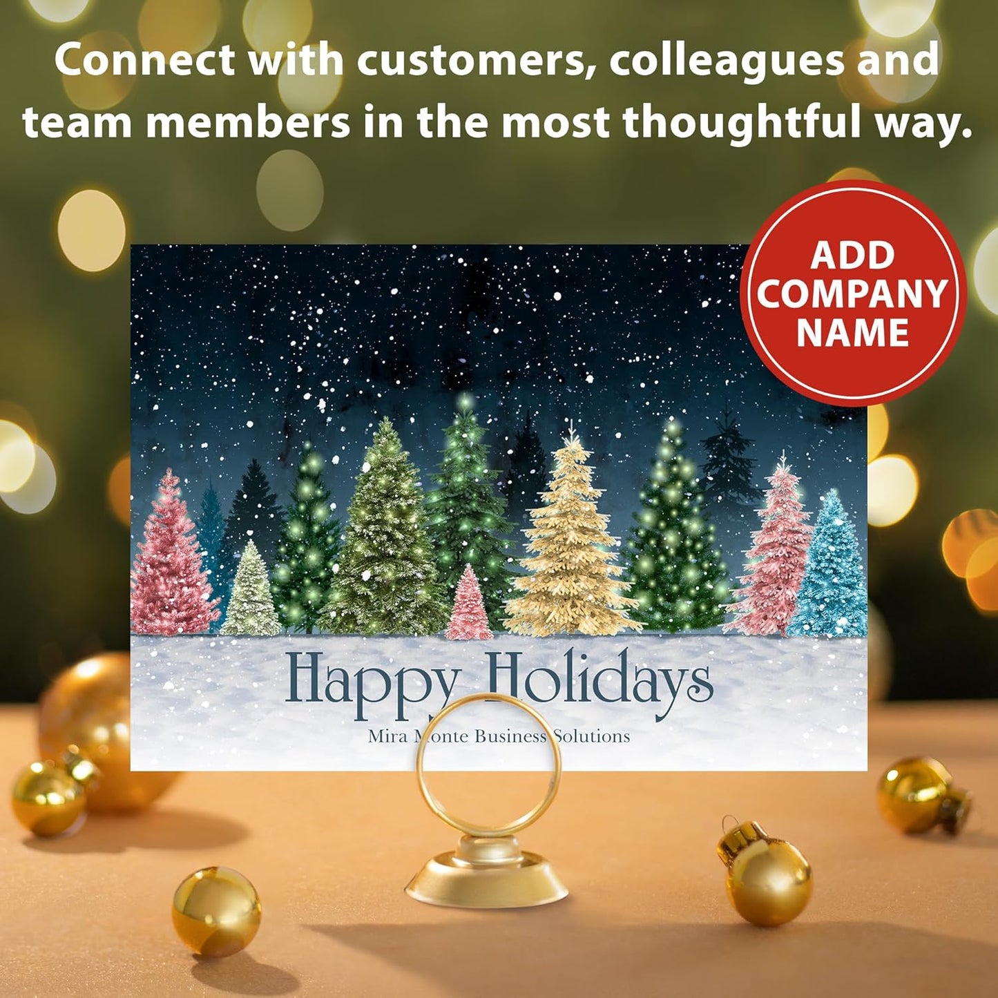 Let's Make Memories Personalized Business Christmas Cards with Envelopes - Premium Quality - 5x7-2025 Holiday Cards & White Envelopes - Colorful Snowscape - 25 ct