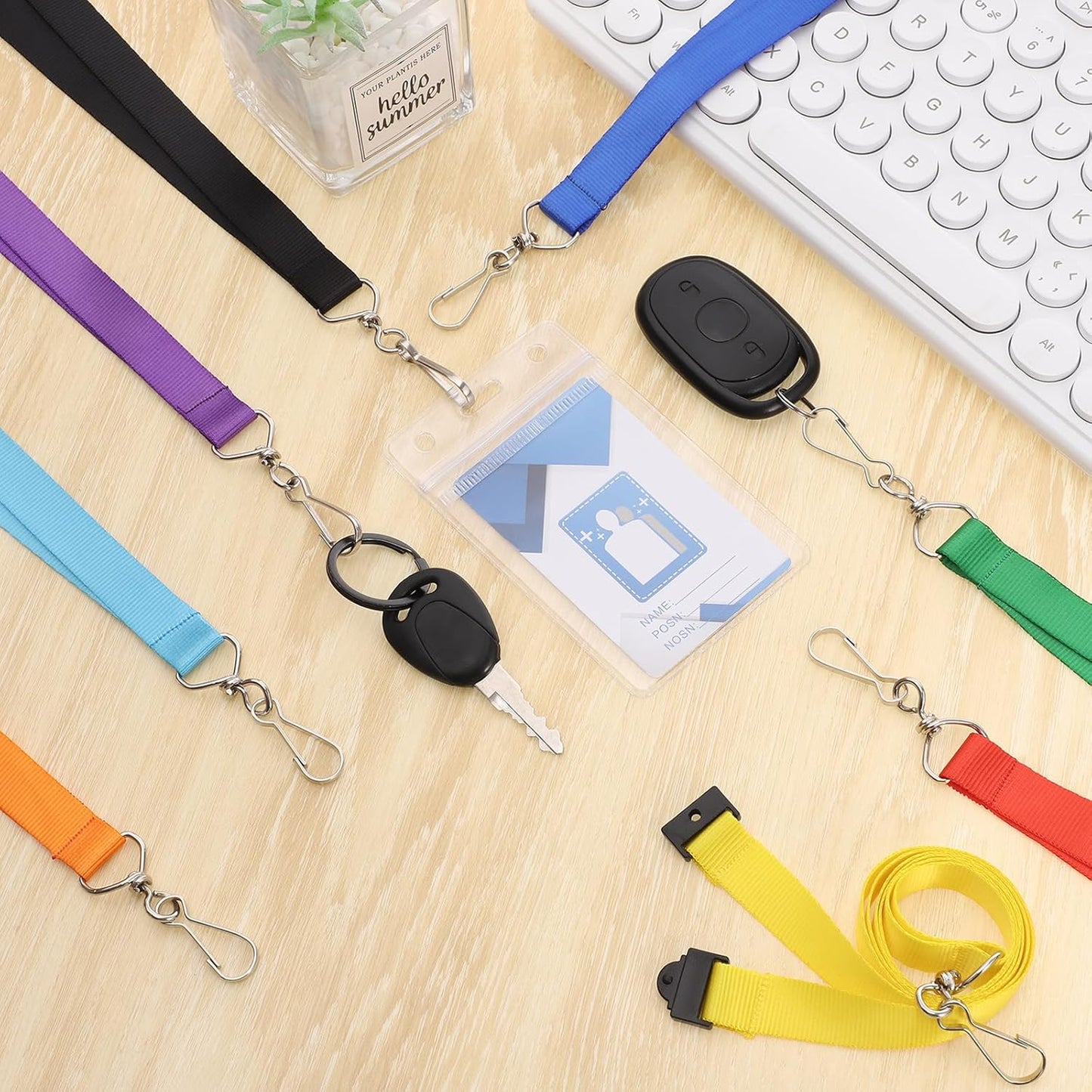 Prudiut 32 Pcs Breakaway Lanyards - 8 Color Breakaway Lanyards with Swivel J Hook for Id Badges and Keys