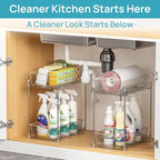 Vtopmart 2 Pack Higher Bathroom Organizer, 2 Tier White Under Sink Organizers - Image 6