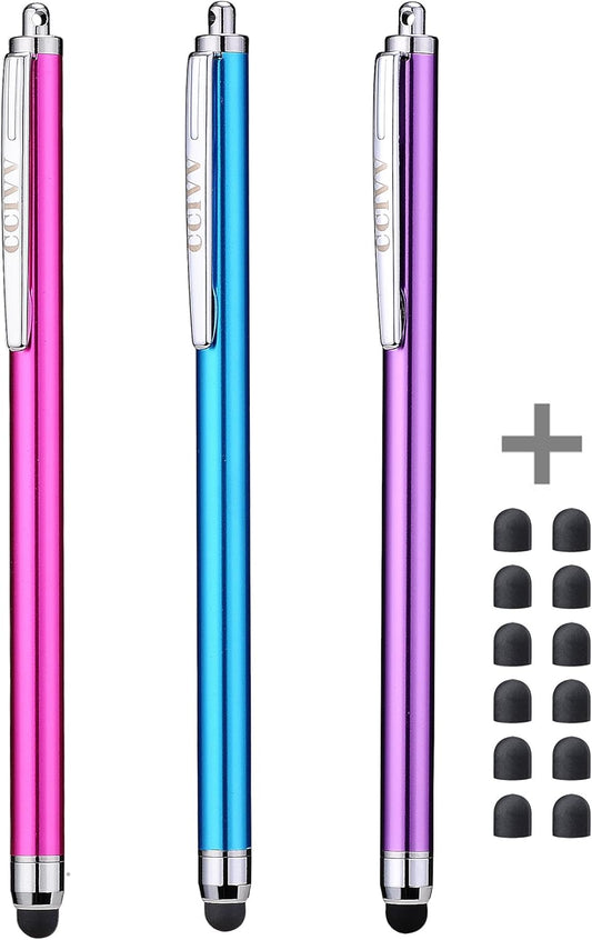 Stylus Pens for Touch Screens iPad iPhone Kindle Fire (Pink/Purple/Aqua Blue)