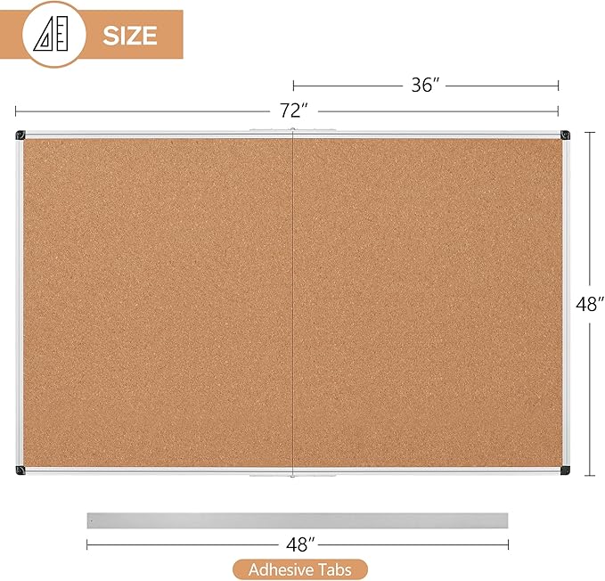 Extra Large Cork Bulletin Board 72" X 48", Foldable Notice Pin Board - Image 3