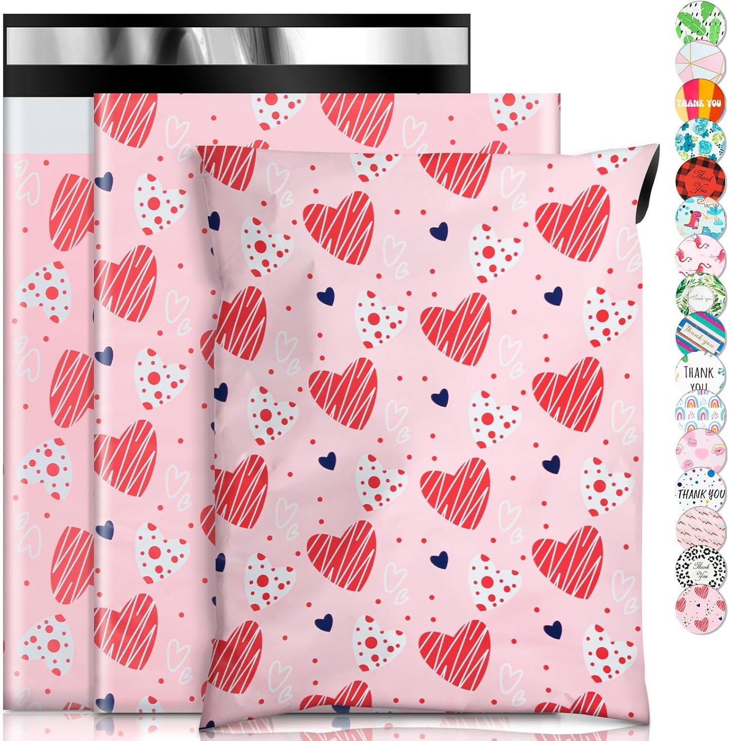 Oududianzi Poly Mailers 10X13, 50Pack Shipping Bags, Fashion Shipping Envelopes, Plastic Packaging Bags, Self-Seal Polymailers, Mailing Poly Bags for Business, Clothing (Simple Love)