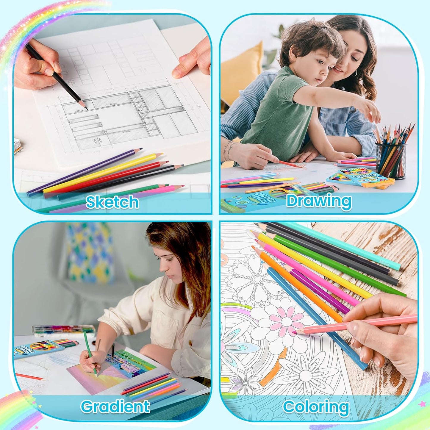288 Count Colored Pencils Bulk, 24 Packs Colored Pencils for Kids 12 Colors, Pre-sharpened Coloring Pencil for Adults, Bulk School Supplies for Teachers, Back to School Supplies, Classroom Prizes