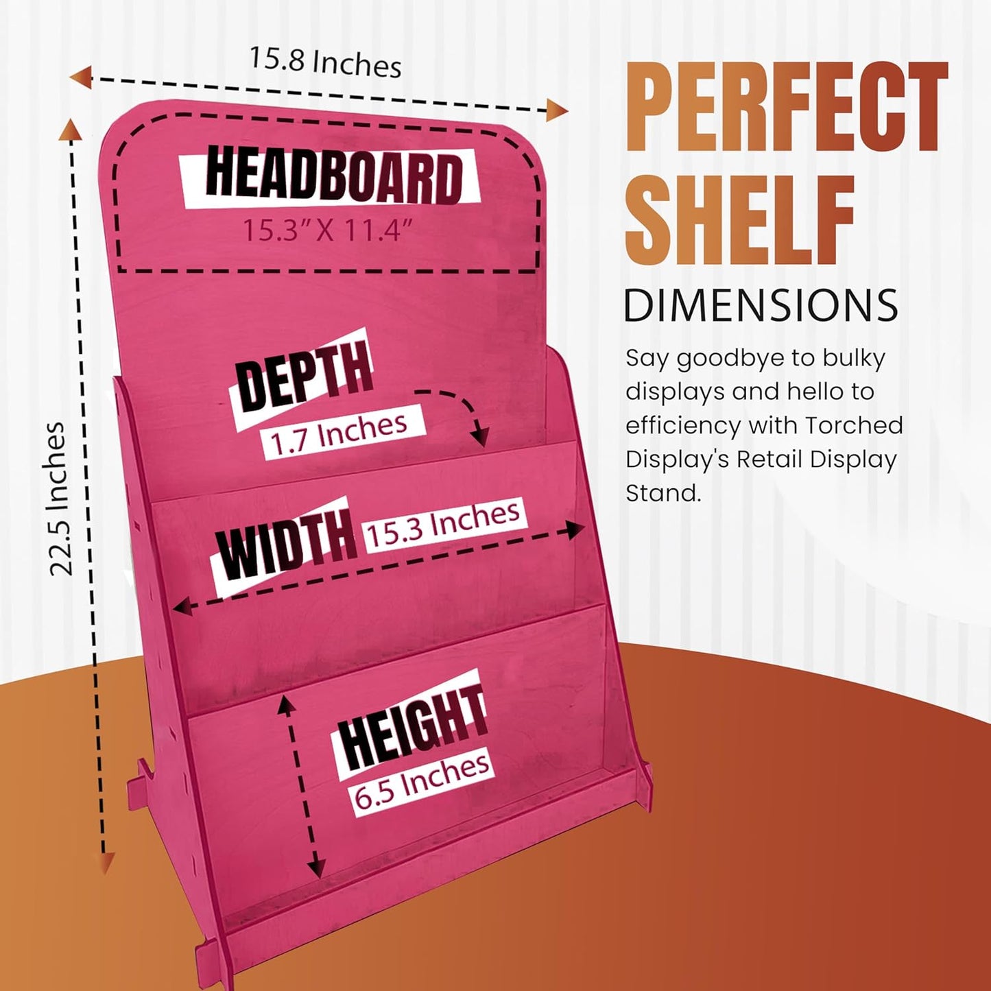 TORCHED DISPLAYS Greeting Card Organizer Display Stand – 3-Tiered Picture Stands for Display – Multipurpose Wooden Stand Ideal for Greeting Cards, Photos, Birthday Cards, Baseball Card Stand - Pink