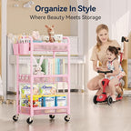 YASONIC 3 Tier Rolling Cart – Metal Utility Storage Cart - Image 7