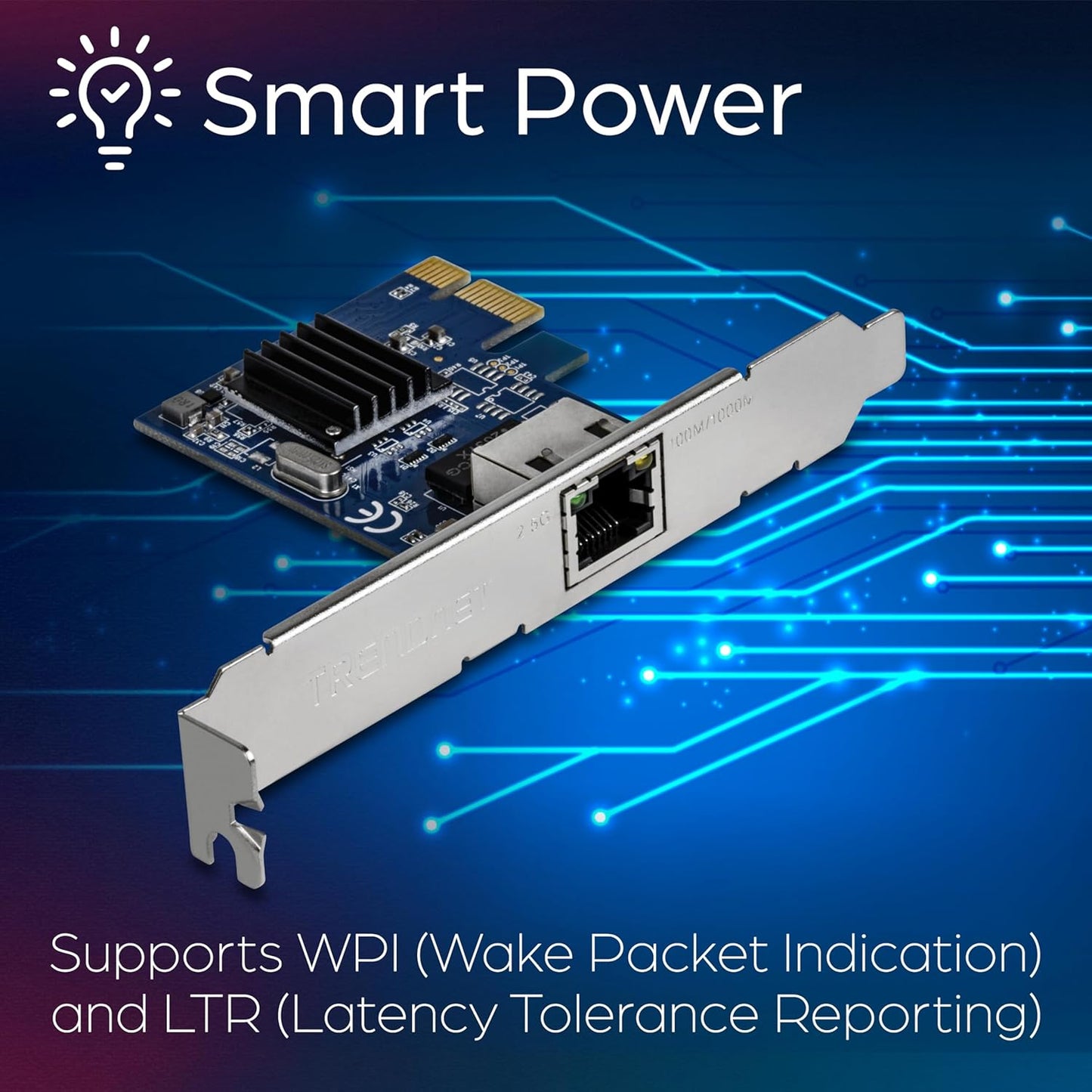 TRENDnet 2.5GBase-T PCIe Network Adapter, TEG-25GECTX, Converts a PCIe 2.0 or Later Slot into a 2.5G Ethernet Port, 802.1Q VLAN Tagging, Standard & Low-Profile Brackets Included, Windows Support
