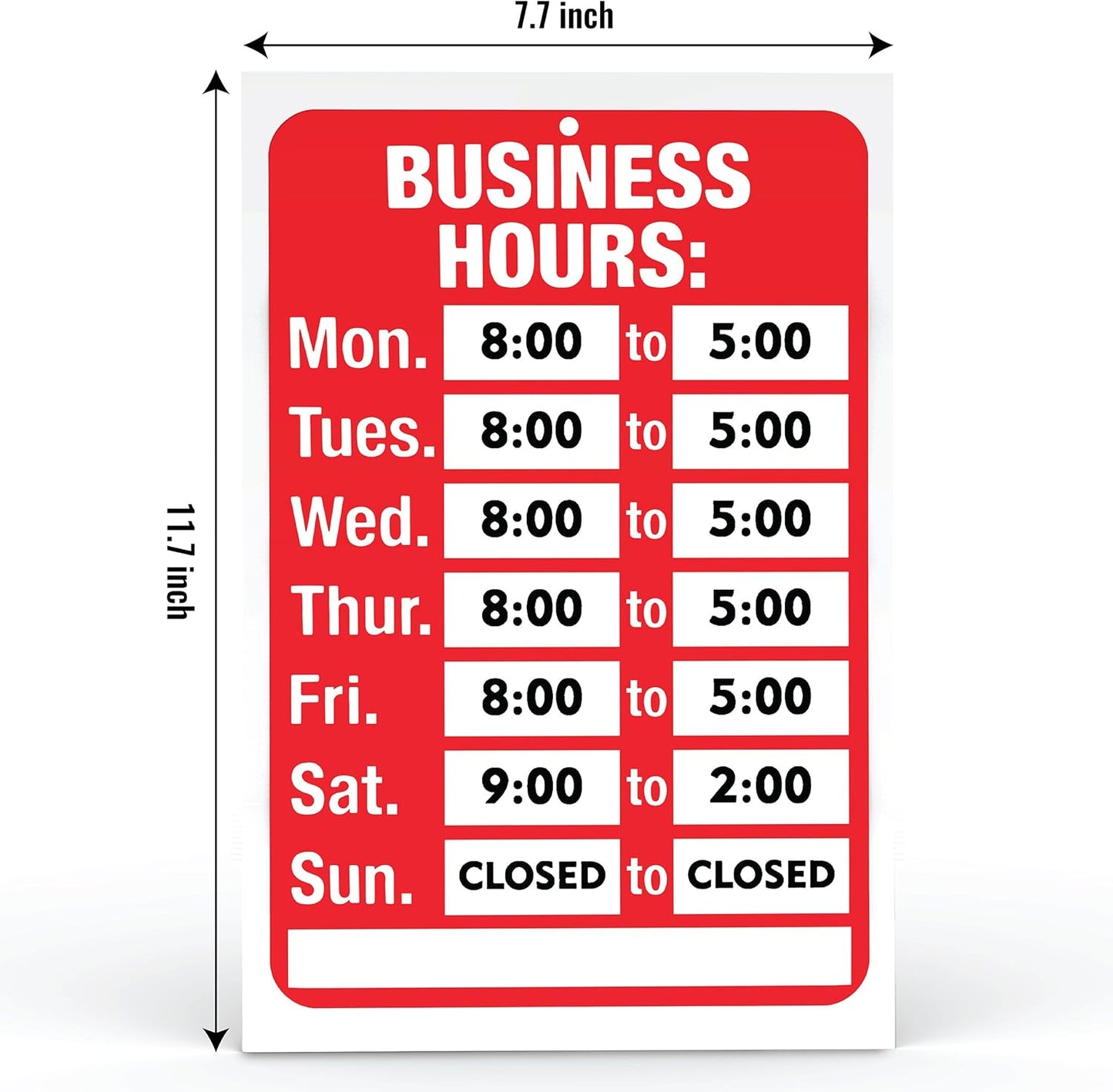 ASSURED SIGNS Open Signs, Business Hours Sign Kit for Glass Door or Window - Bright Red and White Colors - 10 Pack - 7.7 x 11.7 Inch - Includes 4 Adhesive Pads and Number Sticker Set - Ideal Hours Of Operation Signs for Business, Store or Office