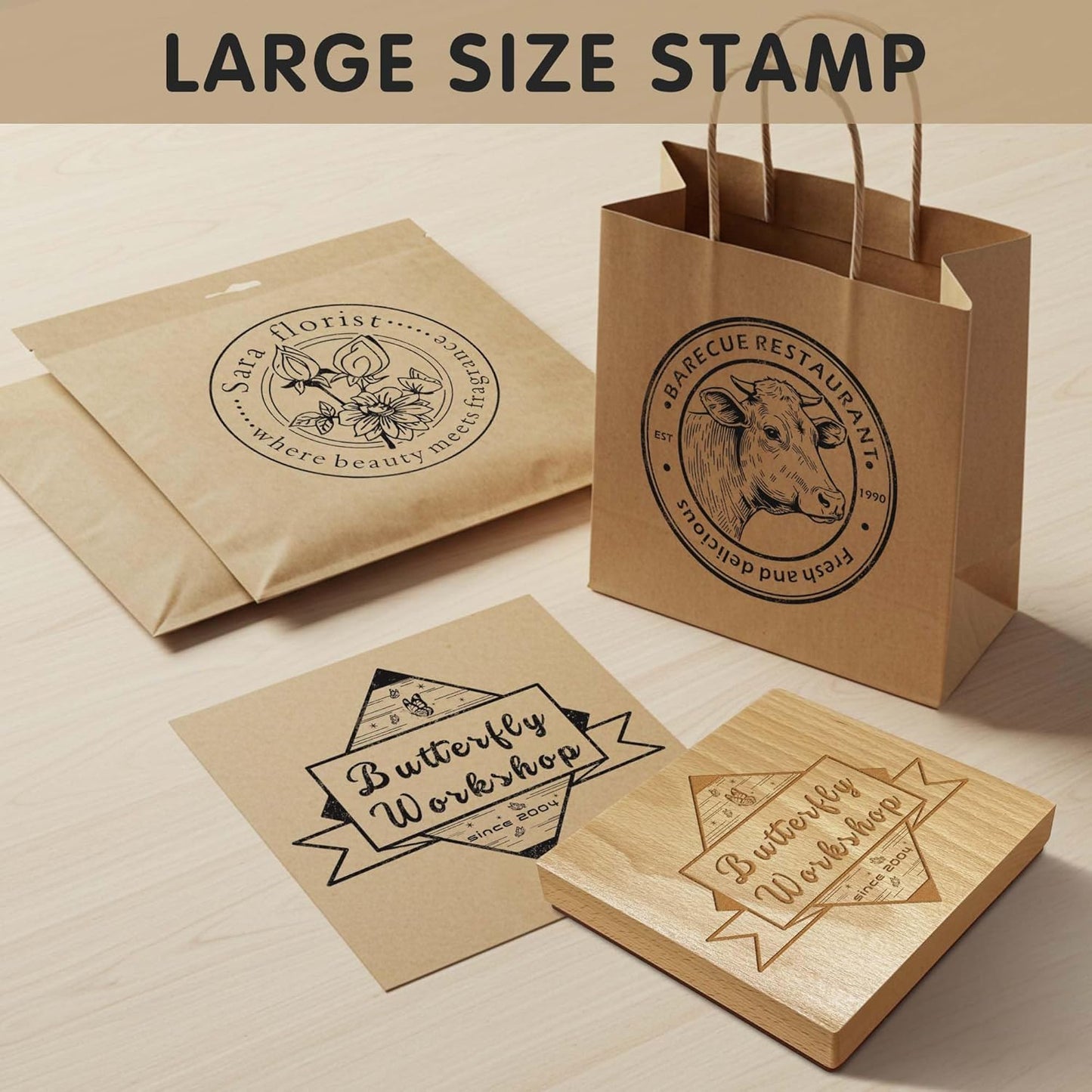 Custom Logo Stamp - Personalized Rubber Stamp - Multiple Size Options Available - Upload Your Logo (6"x6")