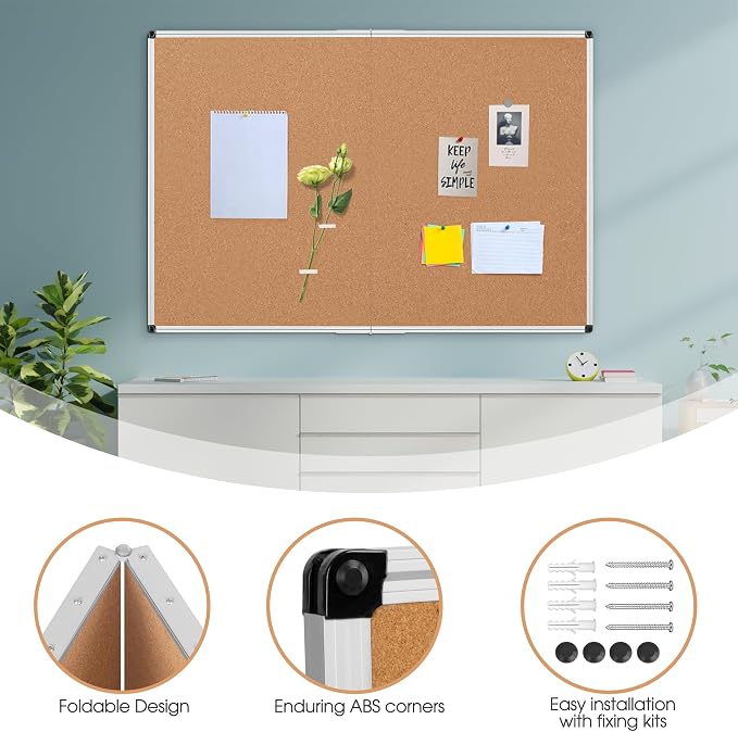 Extra Large Cork Bulletin Board 60" X 48", Foldable Notice Pin Board - Image 6