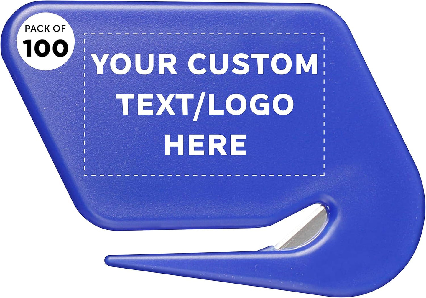 Custom Translucent Plastic Letter Openers Set of 100, Personalized Bulk Pack - Perfect for Home or Office - Blue