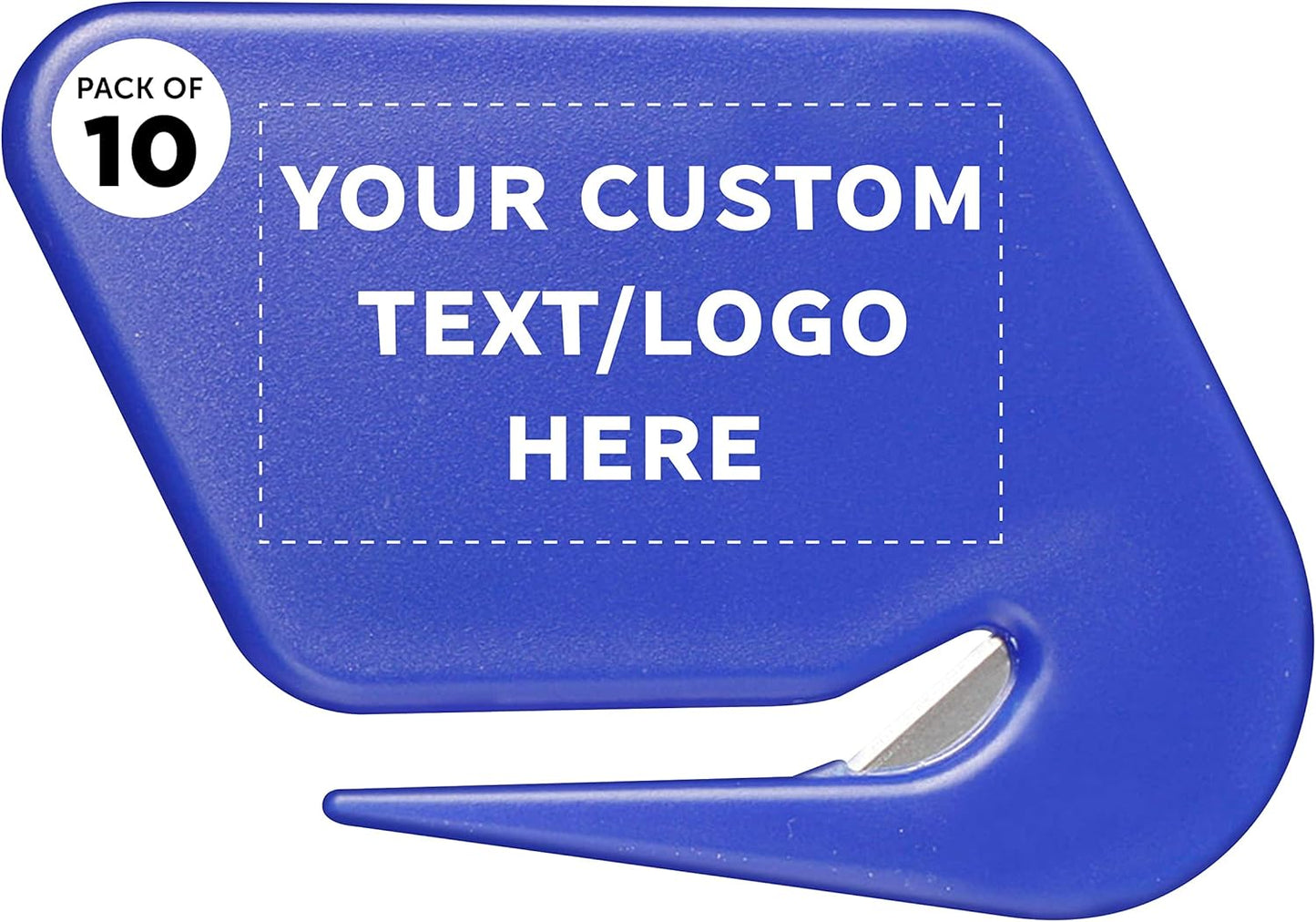 Custom Translucent Plastic Letter Openers Set of 10, Personalized Bulk Pack - Perfect for Home or Office - Blue