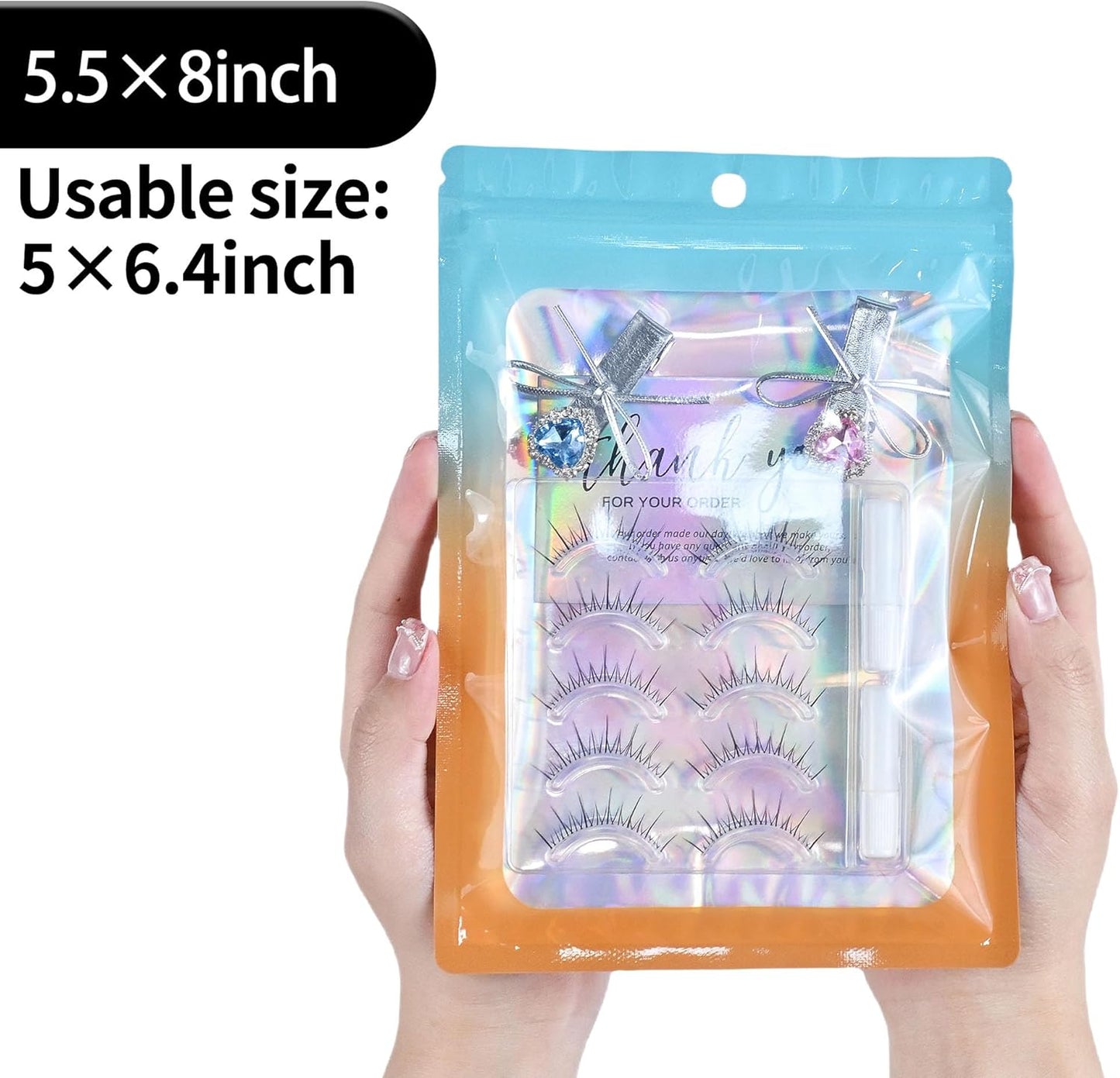 Resealable Mylar Pouch Bag Great for Office Home Party Favor Food Storage (100PCS, Blue and Orange Color, 5.5 x 8 inch)
