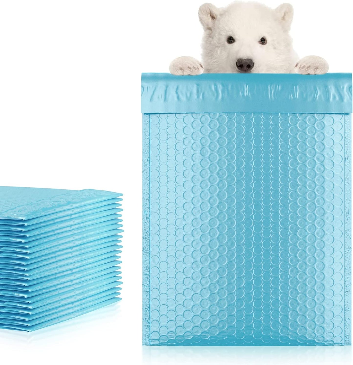 Light Blue Poly Bubble Mailers Self Seal, 6.5 x 9.25 Inch. Pack of 25 Bubble Packaging Envelopes for Shipping. Durable Padded Envelopes Waterproof. Self Seal Padded Mailers. Shipping Packages