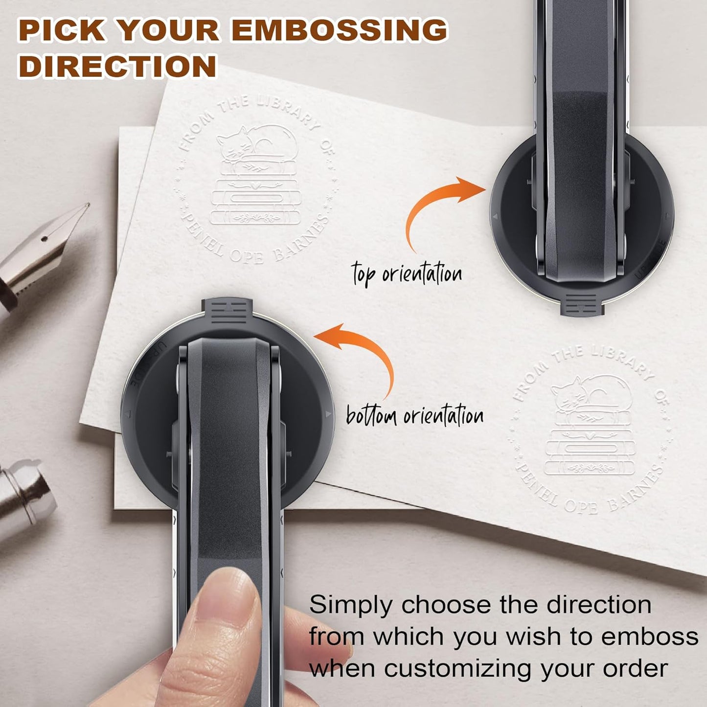 Custom Book Embosser - Personalized Stamp with Gifts for Book Lovers, Ex Libris Embossing Tool for Bibliophiles, Readers, Home & Library Collections (Cat-24)