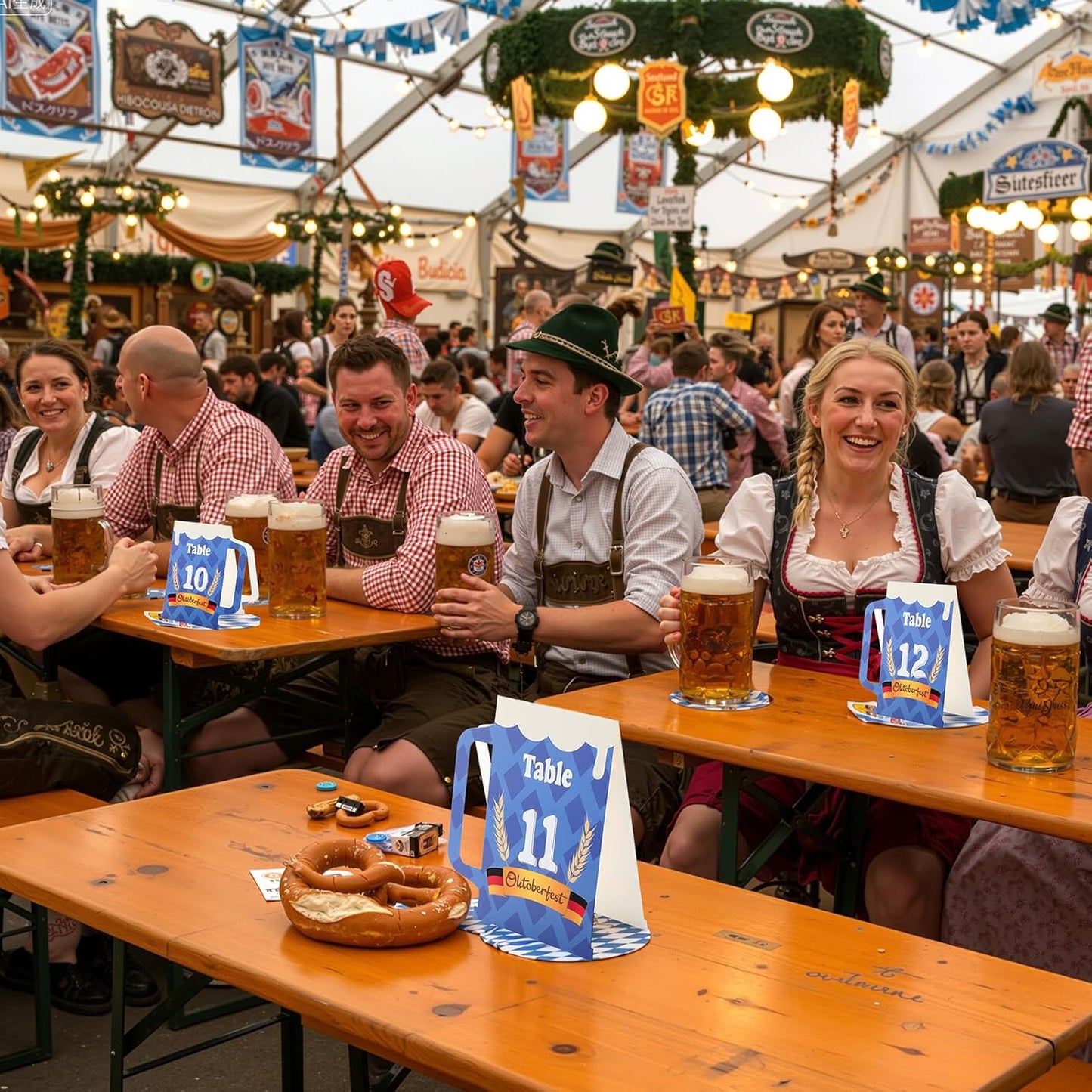 TaoBary Oktoberfest Table Numbers Decorations 1-25 Table Number Tent Style Card German Beer Festival Fold Double Sided Numbers Place Card for Parties Restaurants