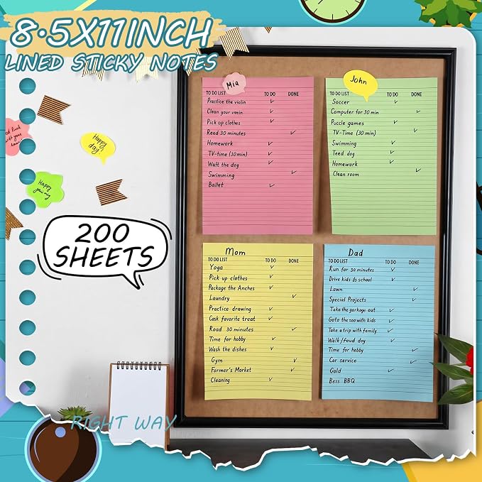 Crtiin 8 Pads Large Sticky Notes 8.5x11 Inch Lined Jumbo Sticky Notes - Image 3