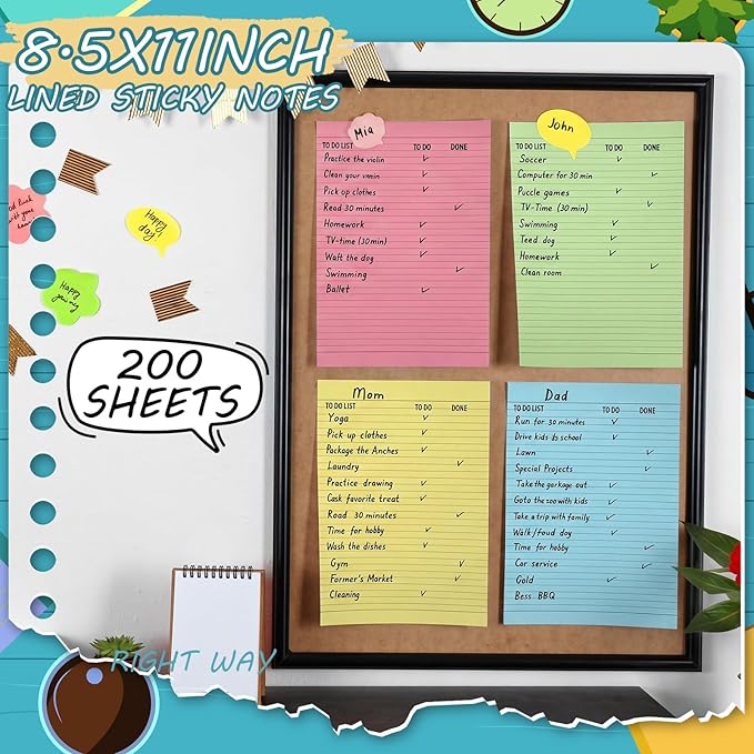 Crtiin 4 Pads Large Sticky Notes 8.5x11 Inch Lined Jumbo Sticky Notes - Image 6